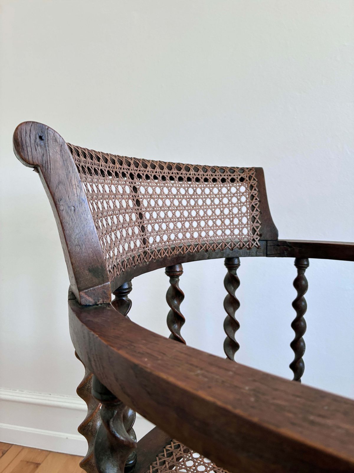 Edwardian Barley Twist Armchair With Cane, English, Early 20th Century photo 890.0