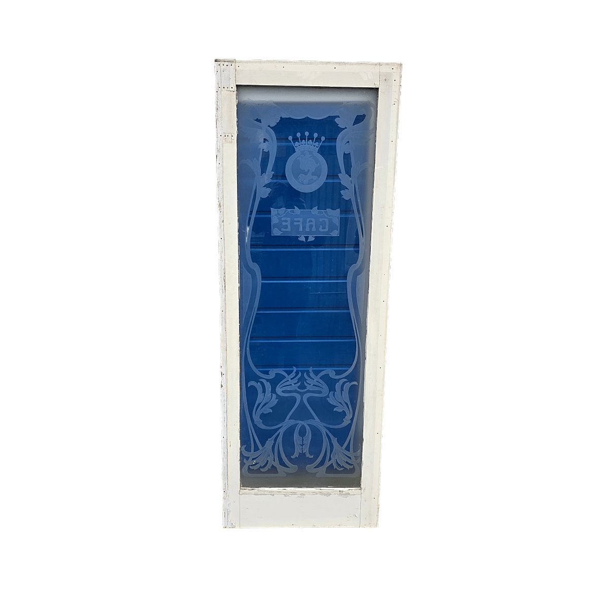 French Art Nouveau Glass Panel From A Café Door, Early 1900s photo Art