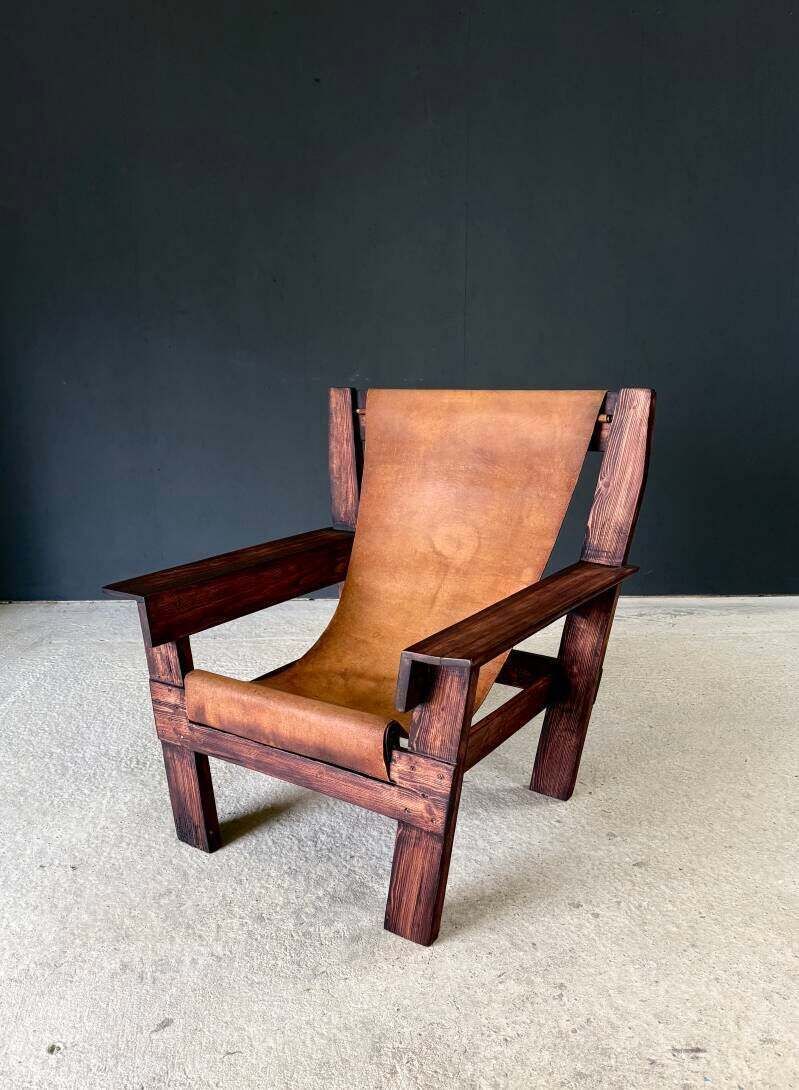 Midcentury Handcrafted Beach Sling Lounge Chair, Netherlands 1960's