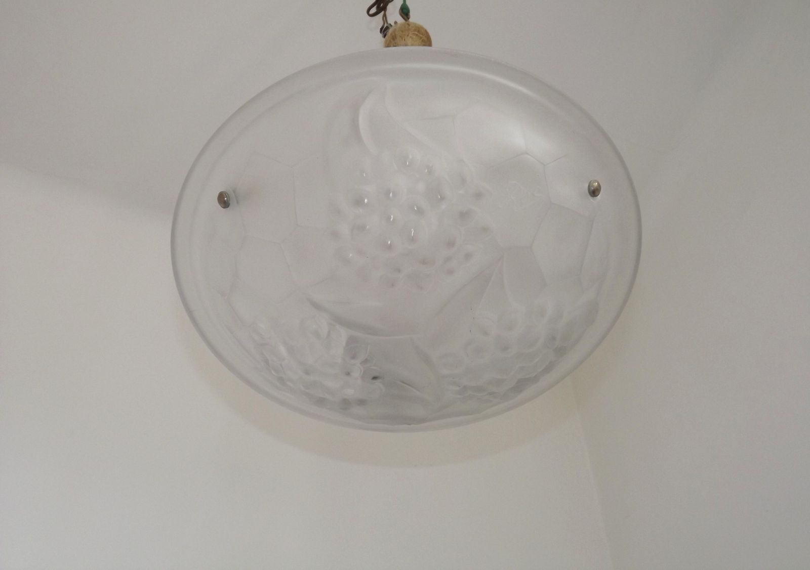 photo furniture French Art Deco Ceiling Light Ros Degue Frosted Molded Glass Plafonnier