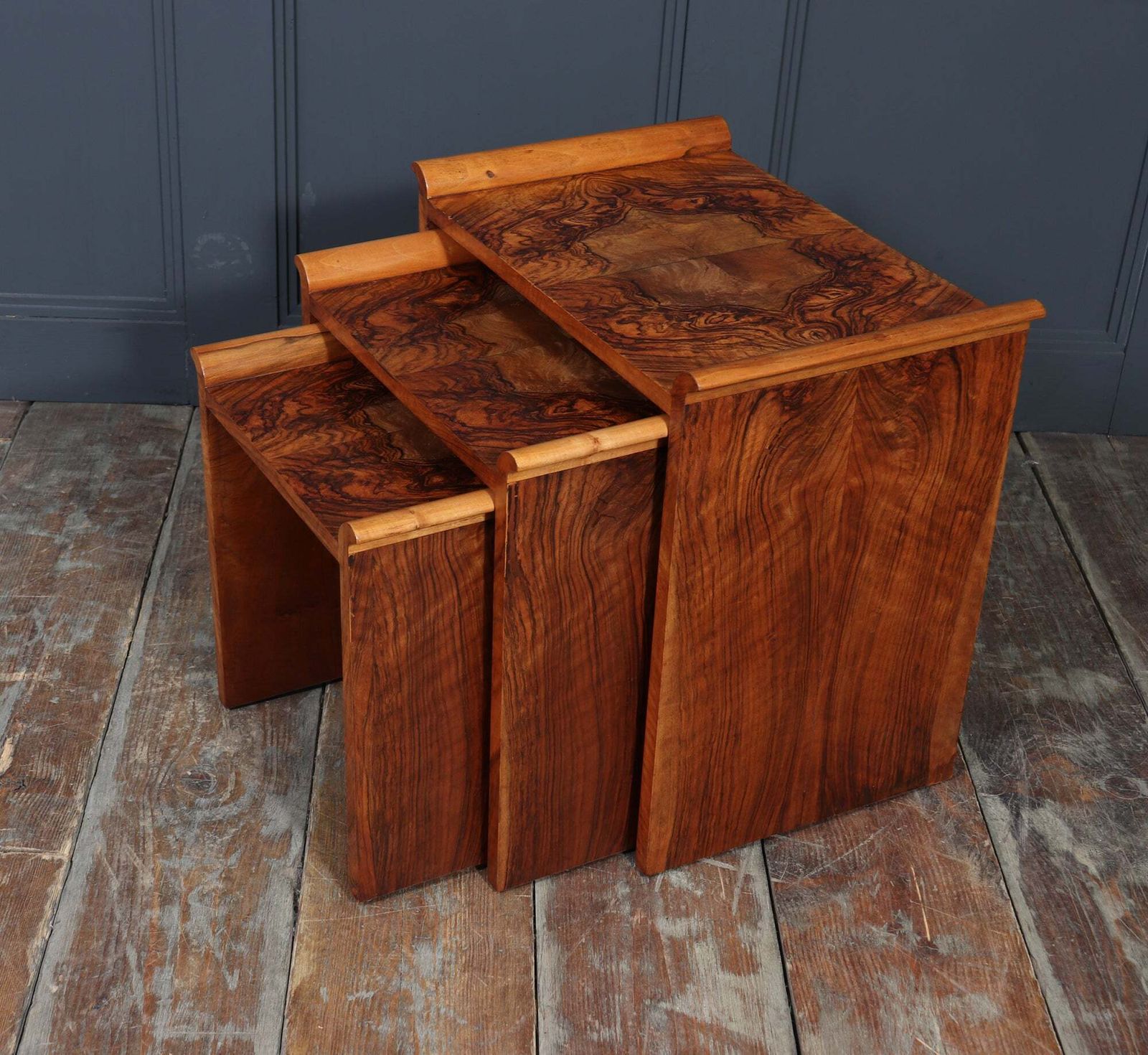 photo buy English Art Deco Walnut Nest Of Tables, Circa 1930