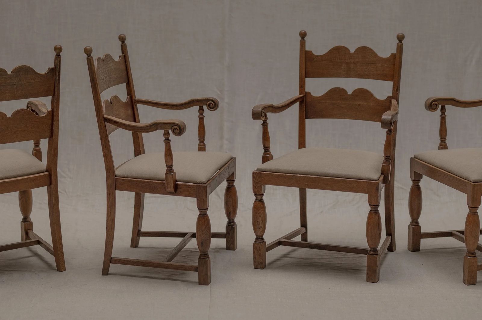 Set Of Four French Mid Century Dining Chairs After Charles Dudouyt, 1950s photo furniture
