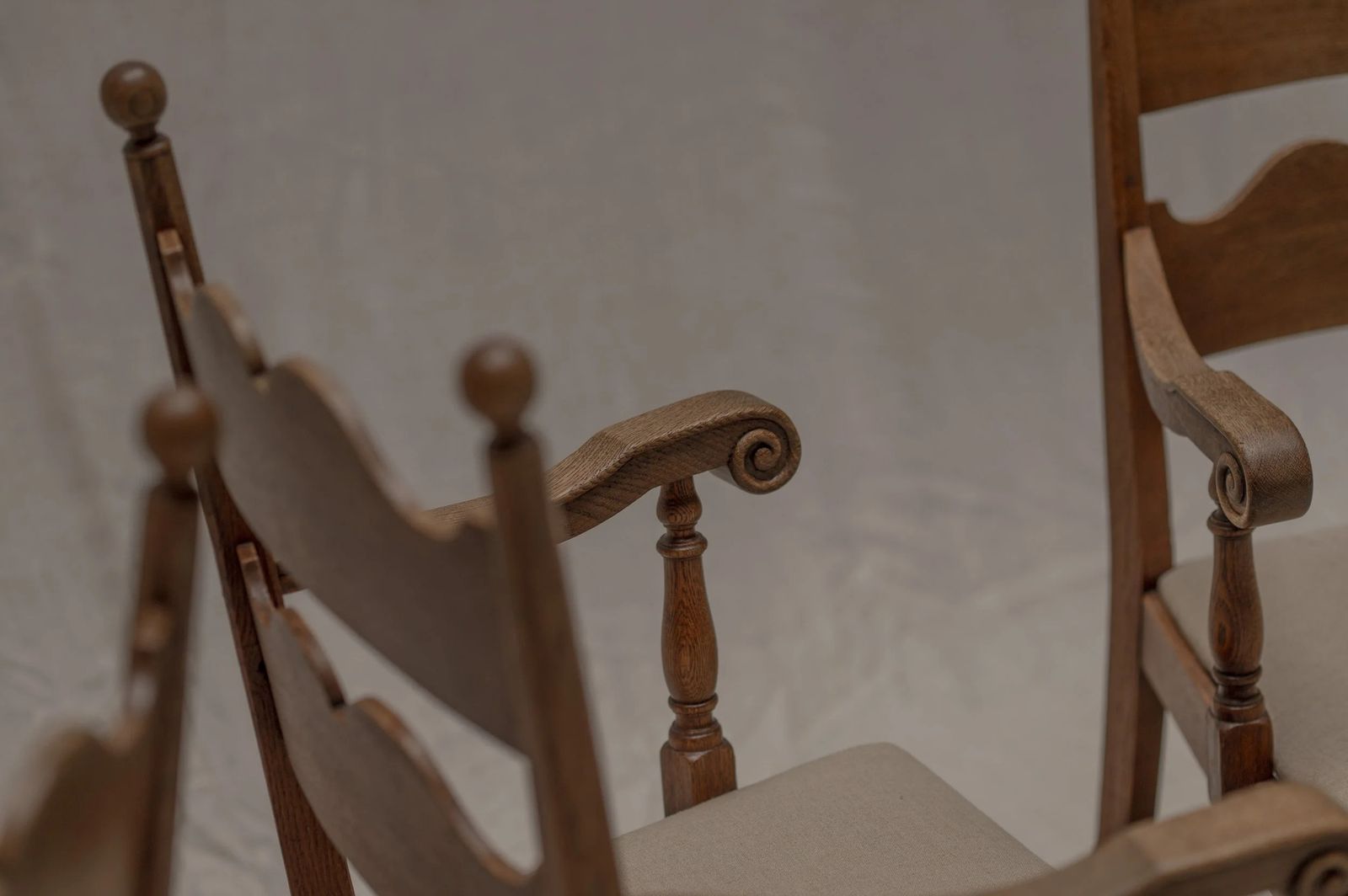 Set Of Four French Mid Century Dining Chairs After Charles Dudouyt, 1950s photo vintage