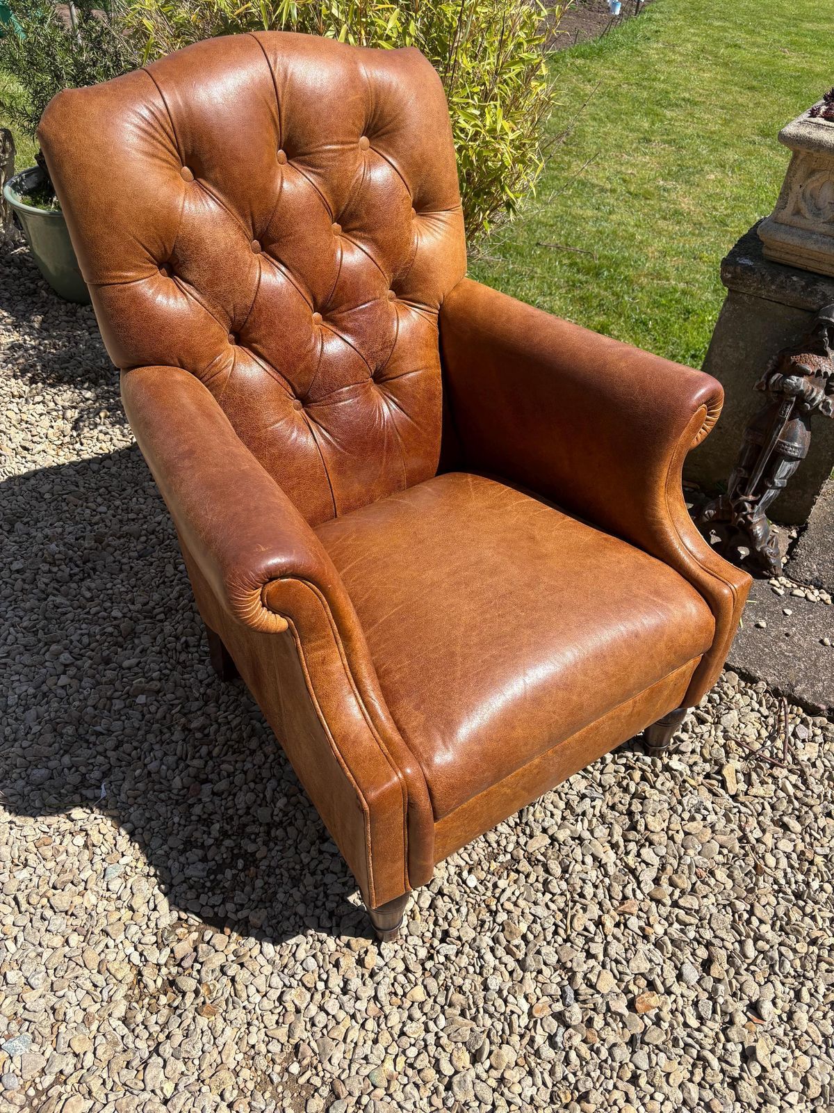 Laura Ashley Lancaster Tan Leather Armchair / Chair
