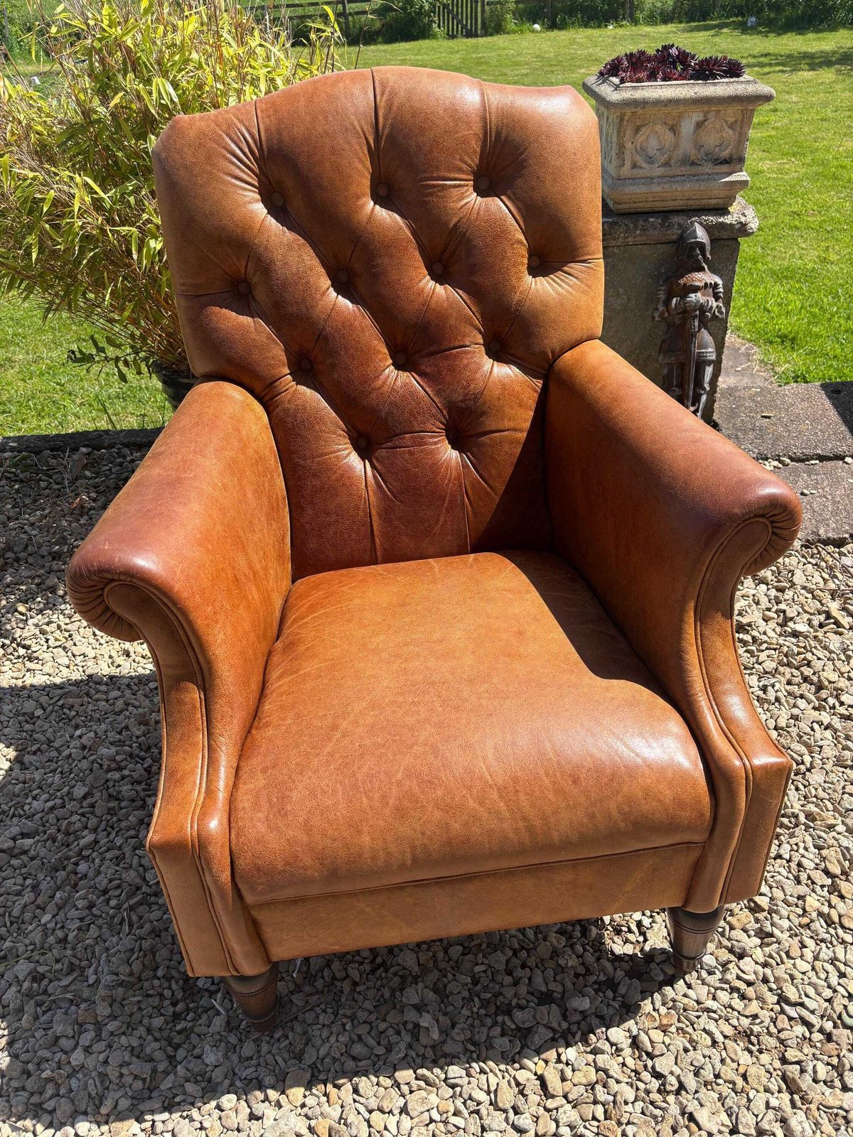 Laura Ashley Lancaster Tan Leather Armchair / Chair photo Furniture