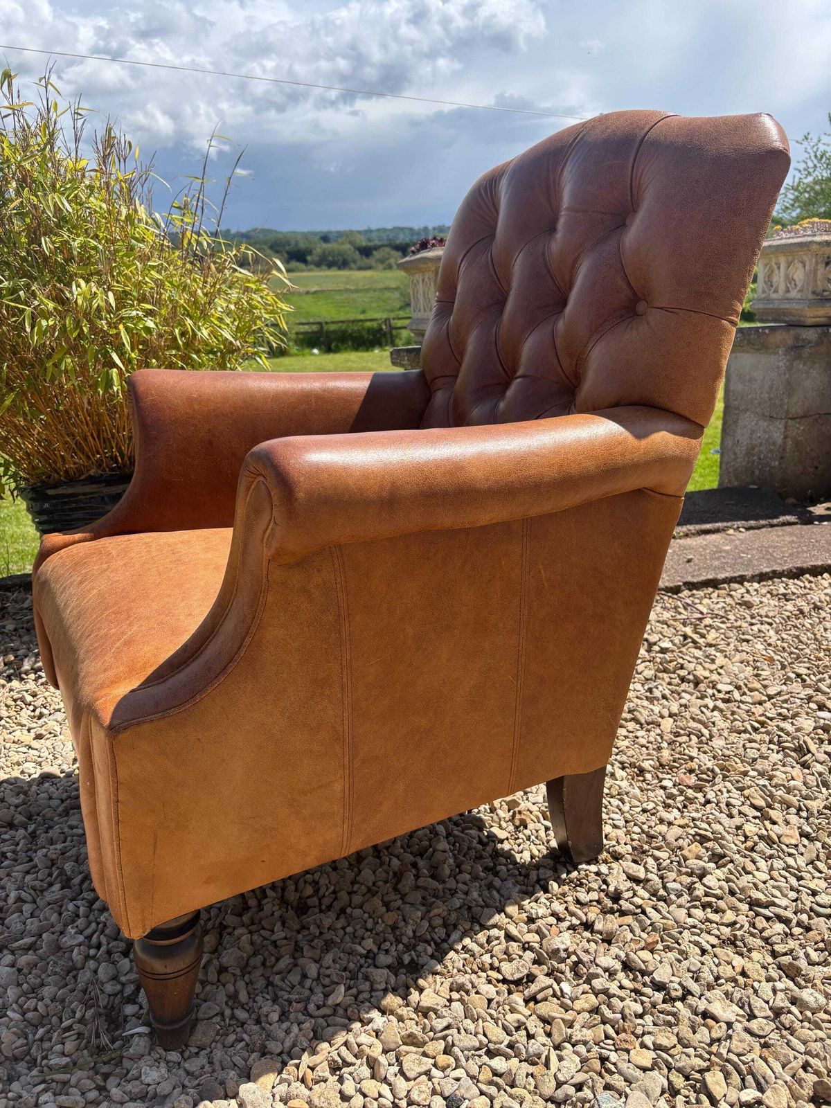 Laura Ashley Lancaster Tan Leather Armchair / Chair photo 699.0