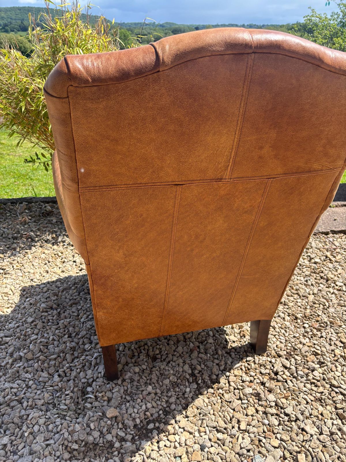 Laura Ashley Lancaster Tan Leather Armchair / Chair photo vinterior