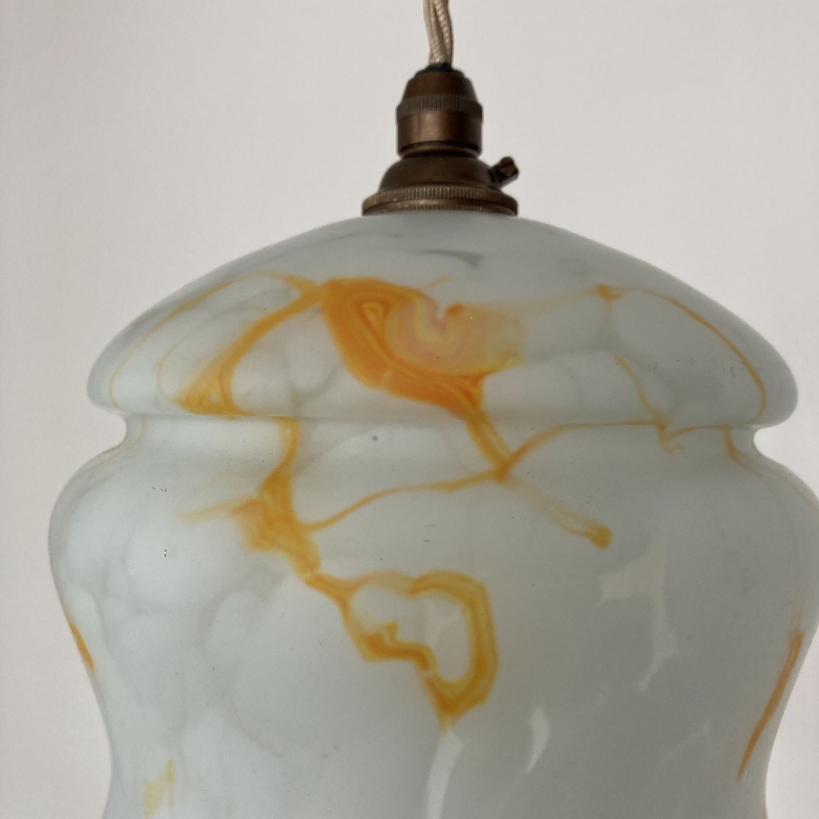 White And Orange Mottled Curved Glass Shade photo Lighting