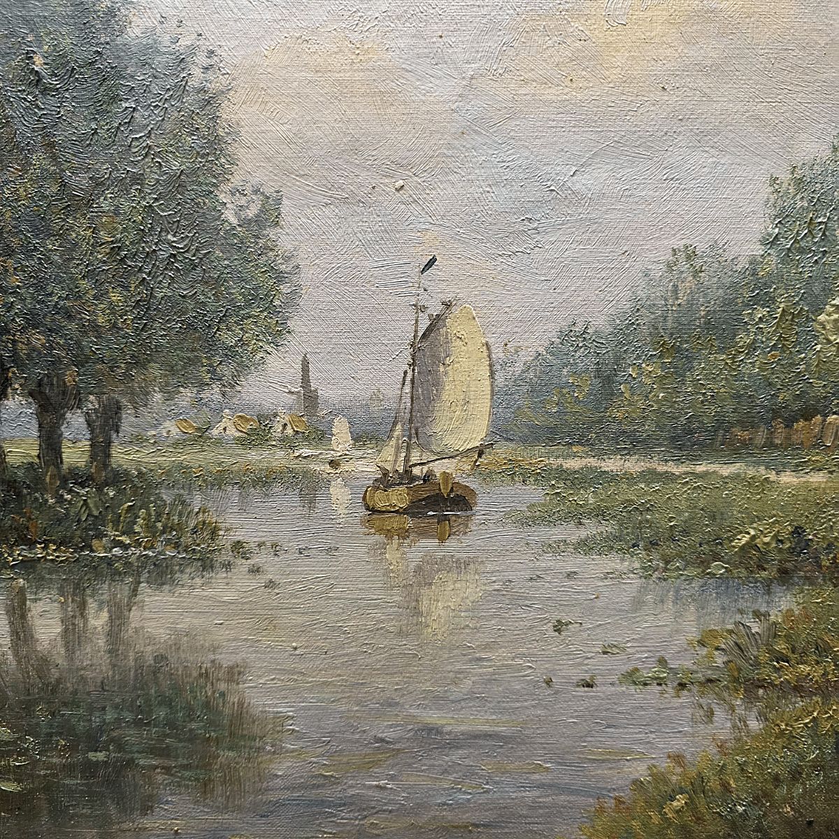 Tableau de paysage hollandais classique H. Sanders, années 1950-1970 photo for sale