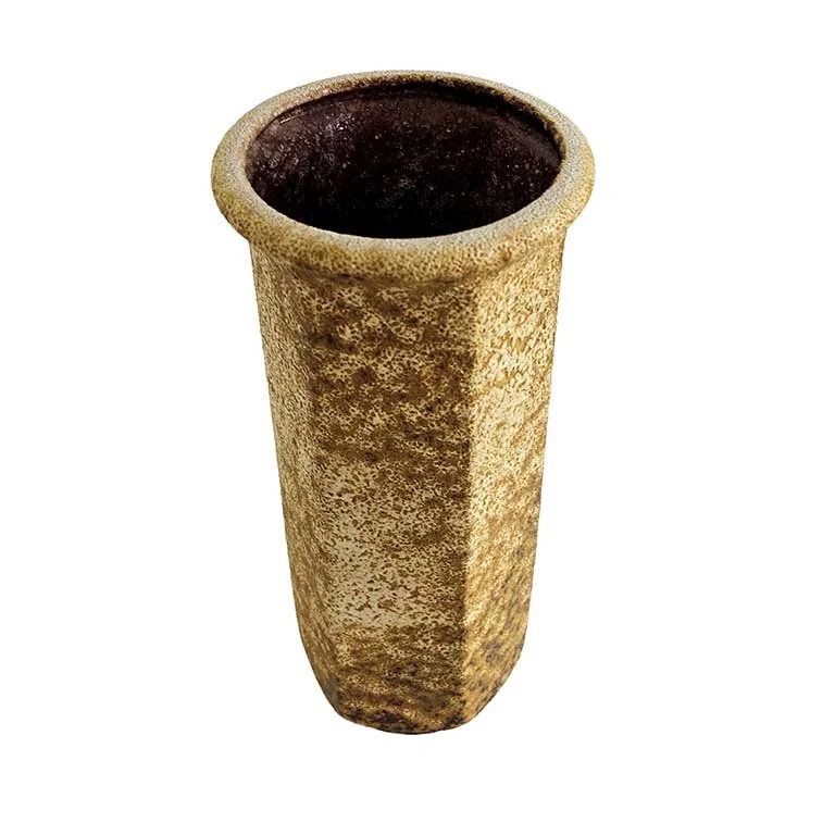 photo furniture 1970s West German Fat Lava Vase By Scheurich   Hexagonal "Honey" Coloured   Model 297 26