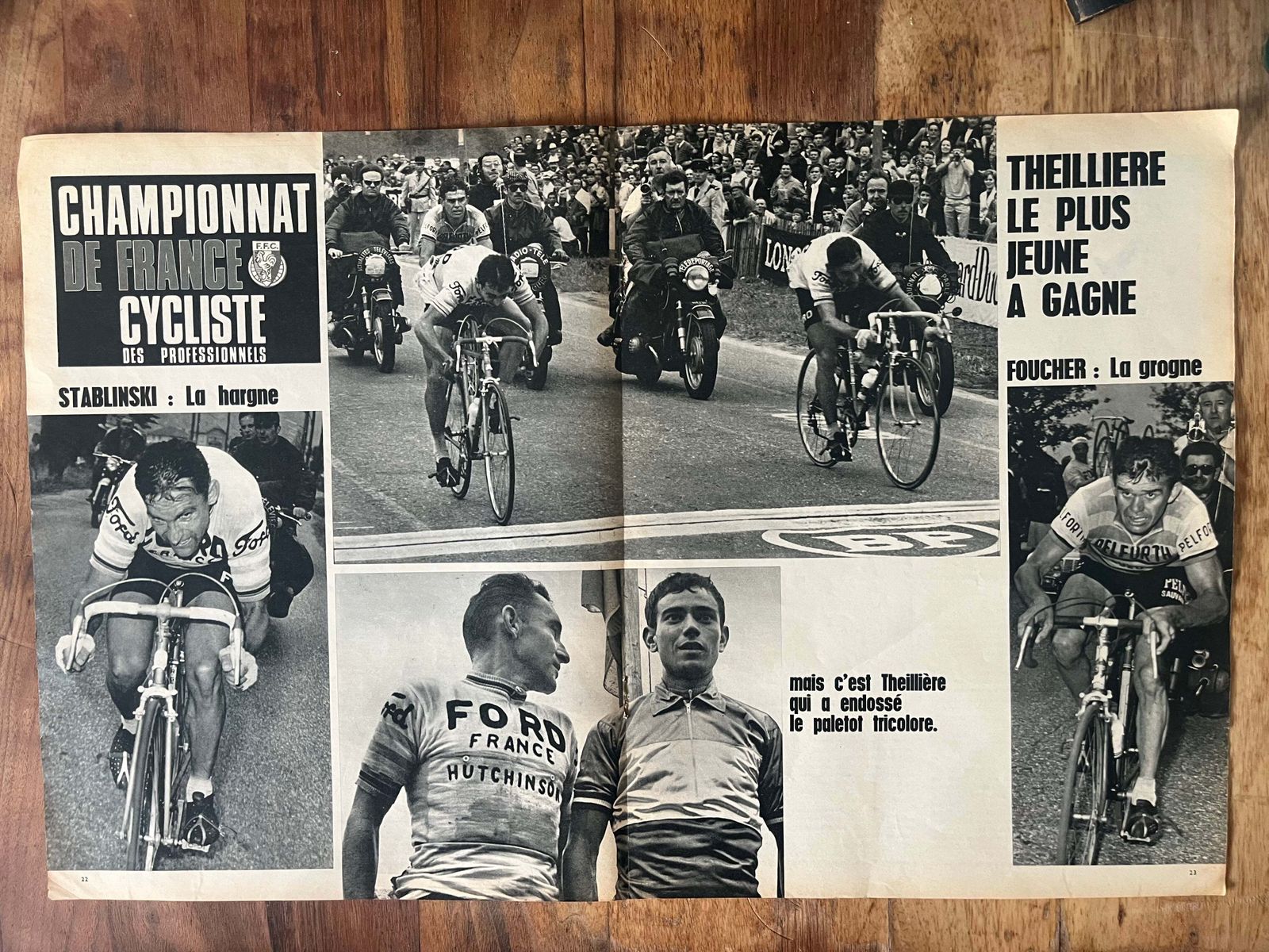 Vintage Tour De France Cycling Print C1966 Jean Stablinkski Jean Claude Theilliere   Unframed photo furniture