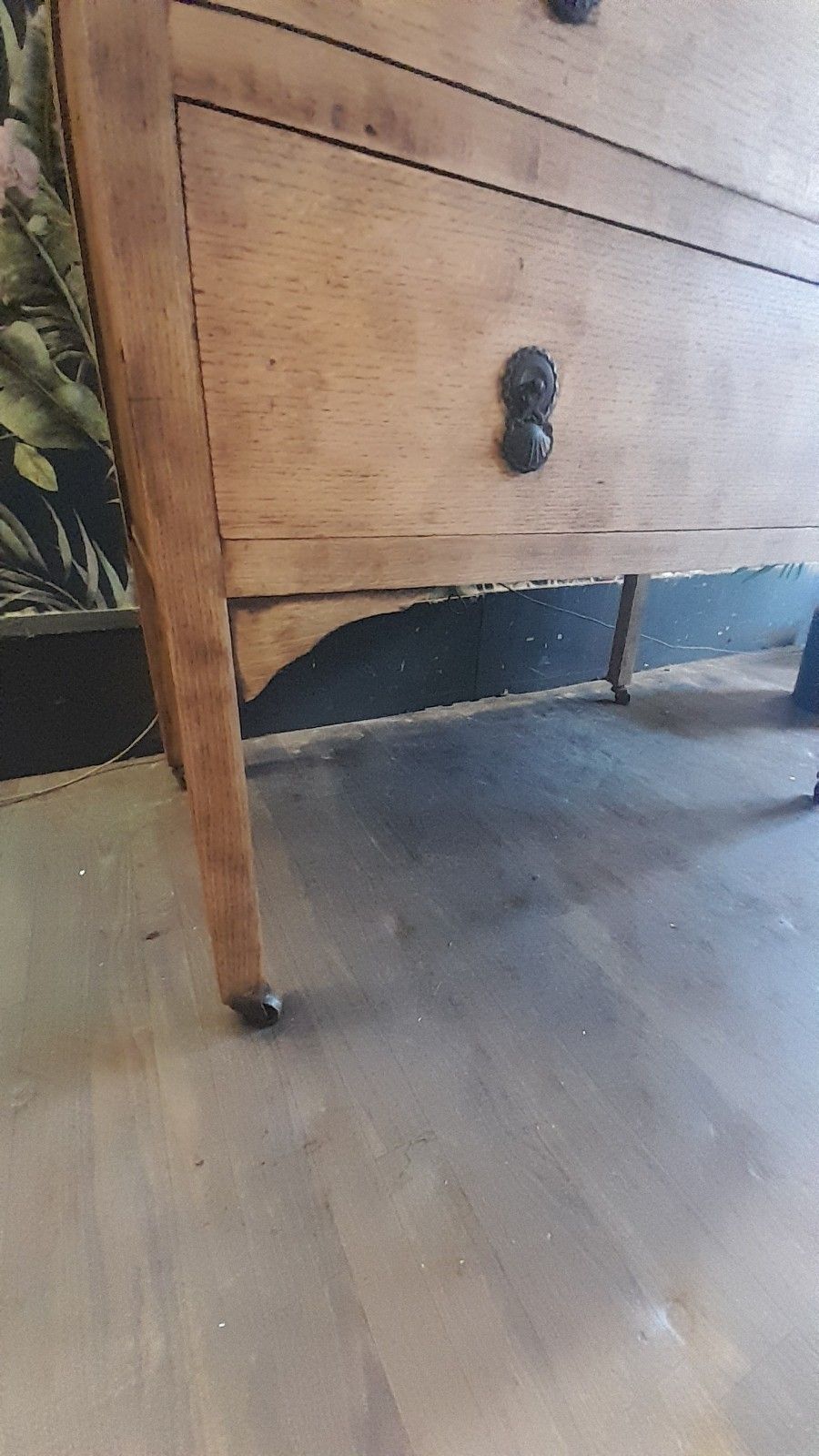 photo for sale Vintage Solid Carved Light Oak Chest Of 2 Drawers With Original Handles