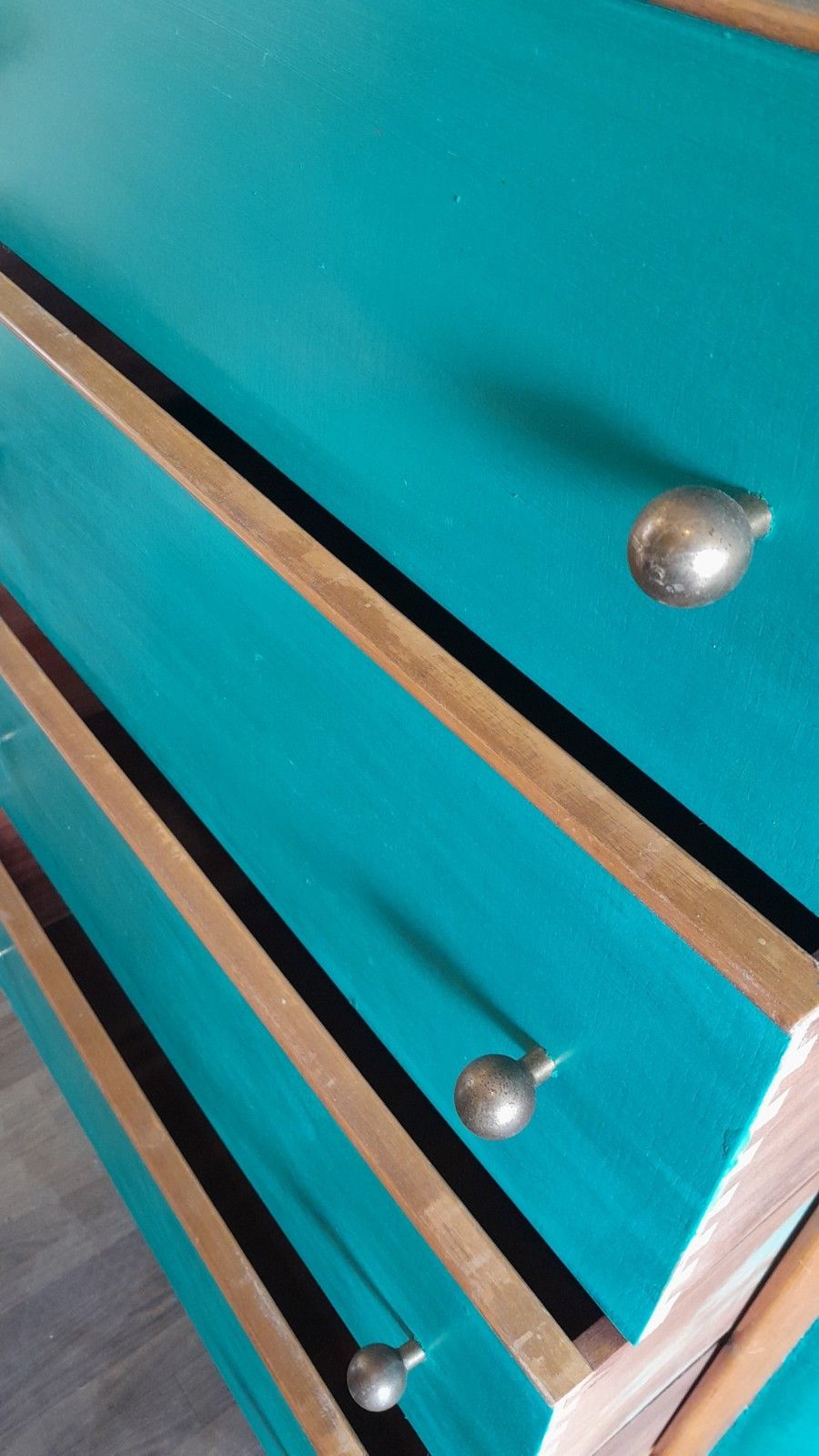 Mid Century Modern Painted Tall Chest Of 5 Drawers With Original Handles photo buy