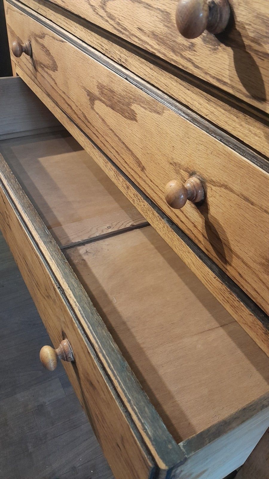 Vintage Solid Light Oak Chest Of 3 Dovetail Jointed Drawers photo buy