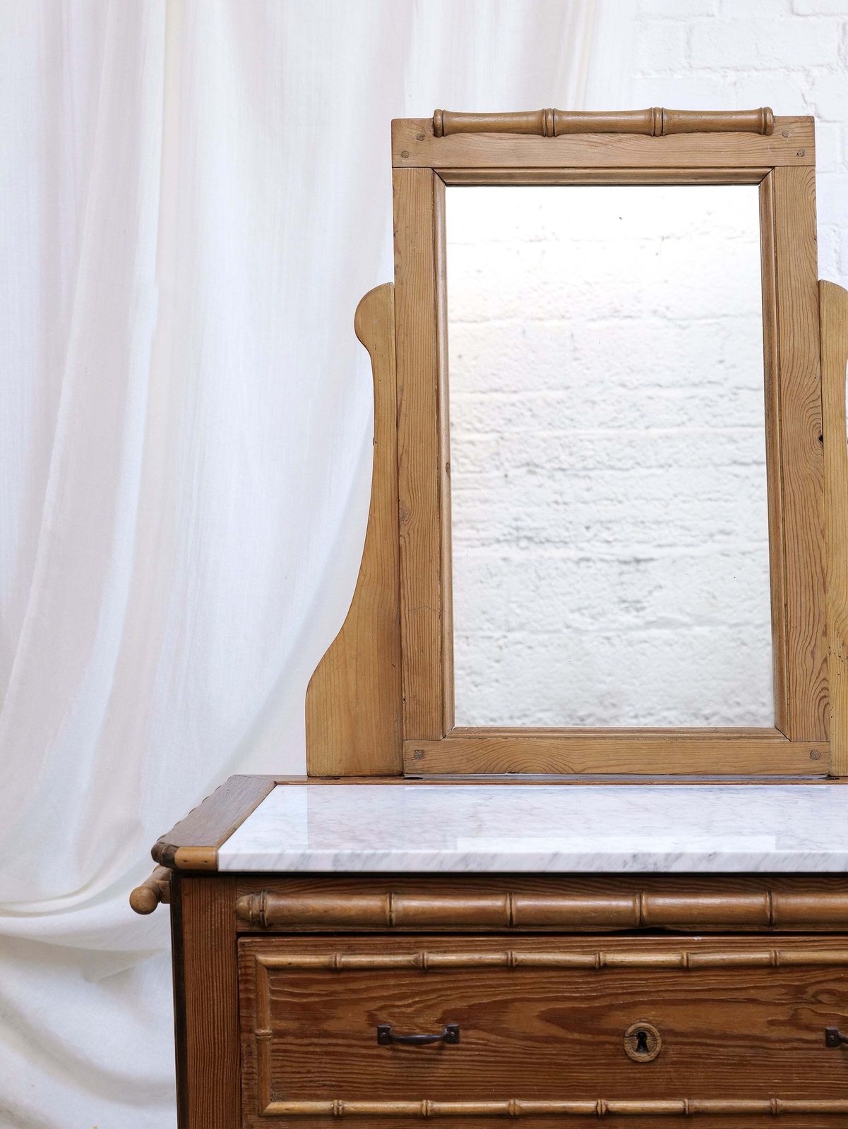 French Faux Bamboo Dresser With Marble Top photo 850.0