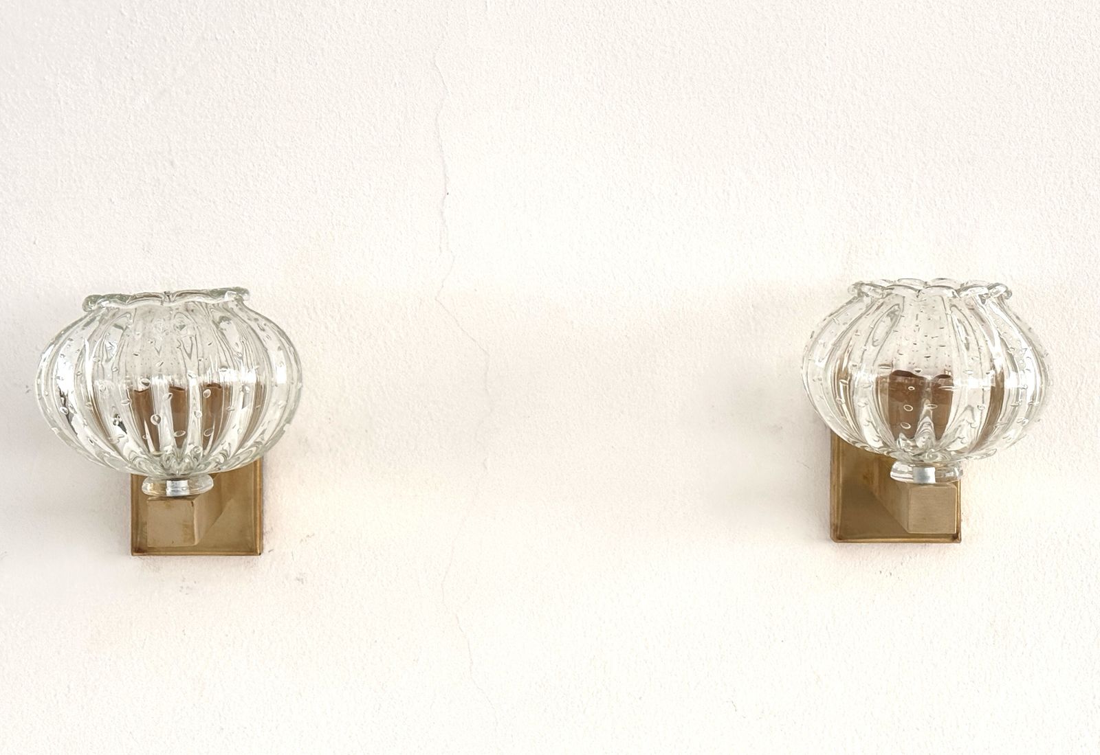 Italian Murano Glass And Brass Wall Sconces In The Art Deco Style, 1990s photo 1480.0