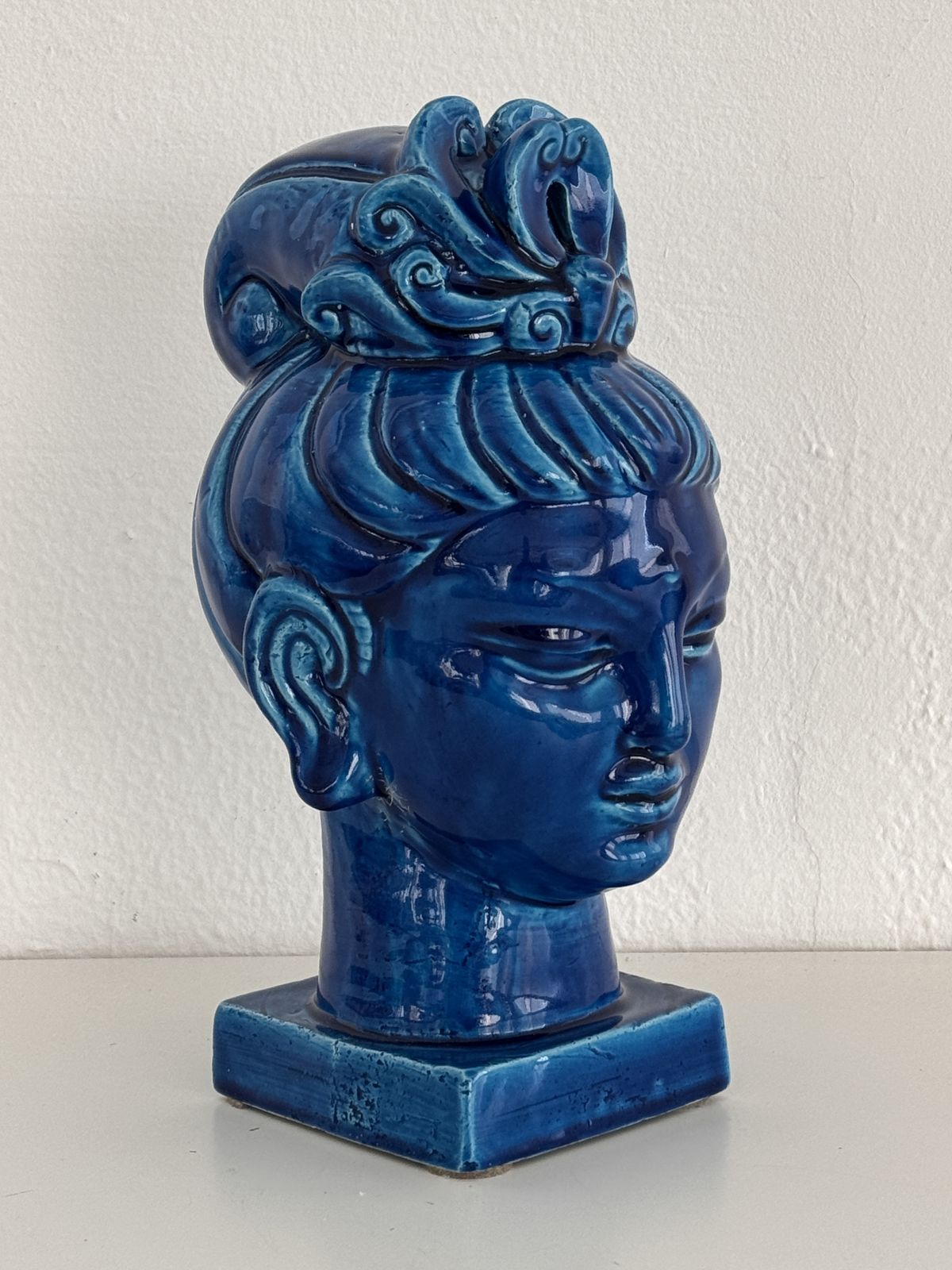 Aldo Londi For Bitossi Kwan Yin Buddha Rimini Blu, Italy, 1970s