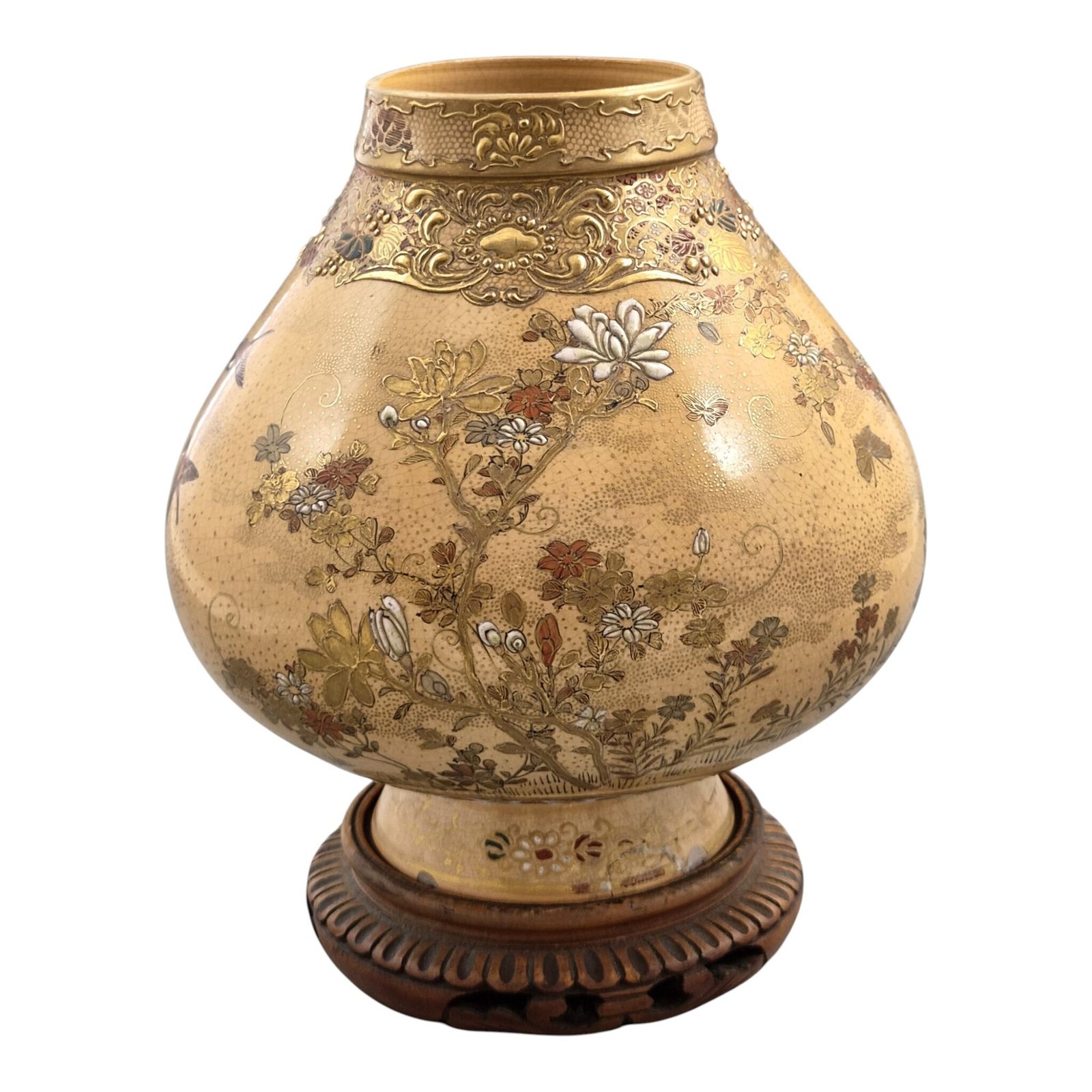 Woonaccessoires Uitzonderlijke Kyoto Satsuma-vaas uit de Meiji-periode, Kinkōzan Workshop, met standaard photo