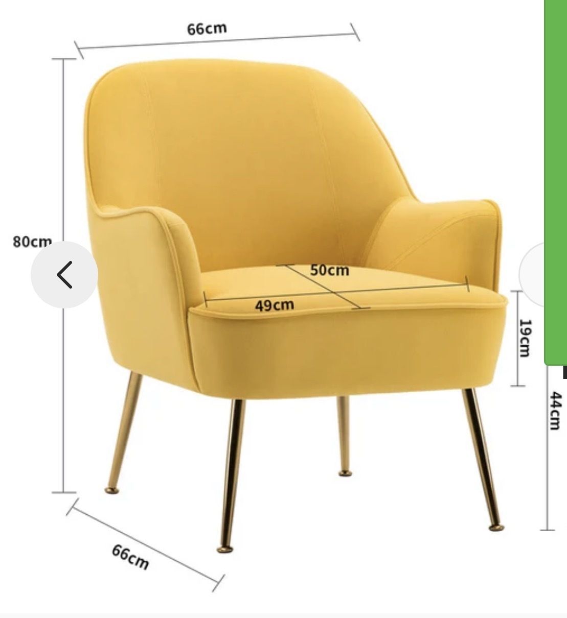 Velvet Armchair With Gold Plated Metal Legs Home & Living photo for sale