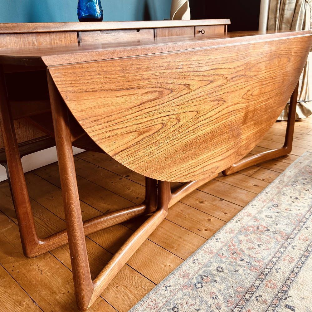 Peter Hvidt & Orla Mølgaard Nielsen Drop Leaf Dining Table For France & Søn, Denmark, 1960s photo for sale