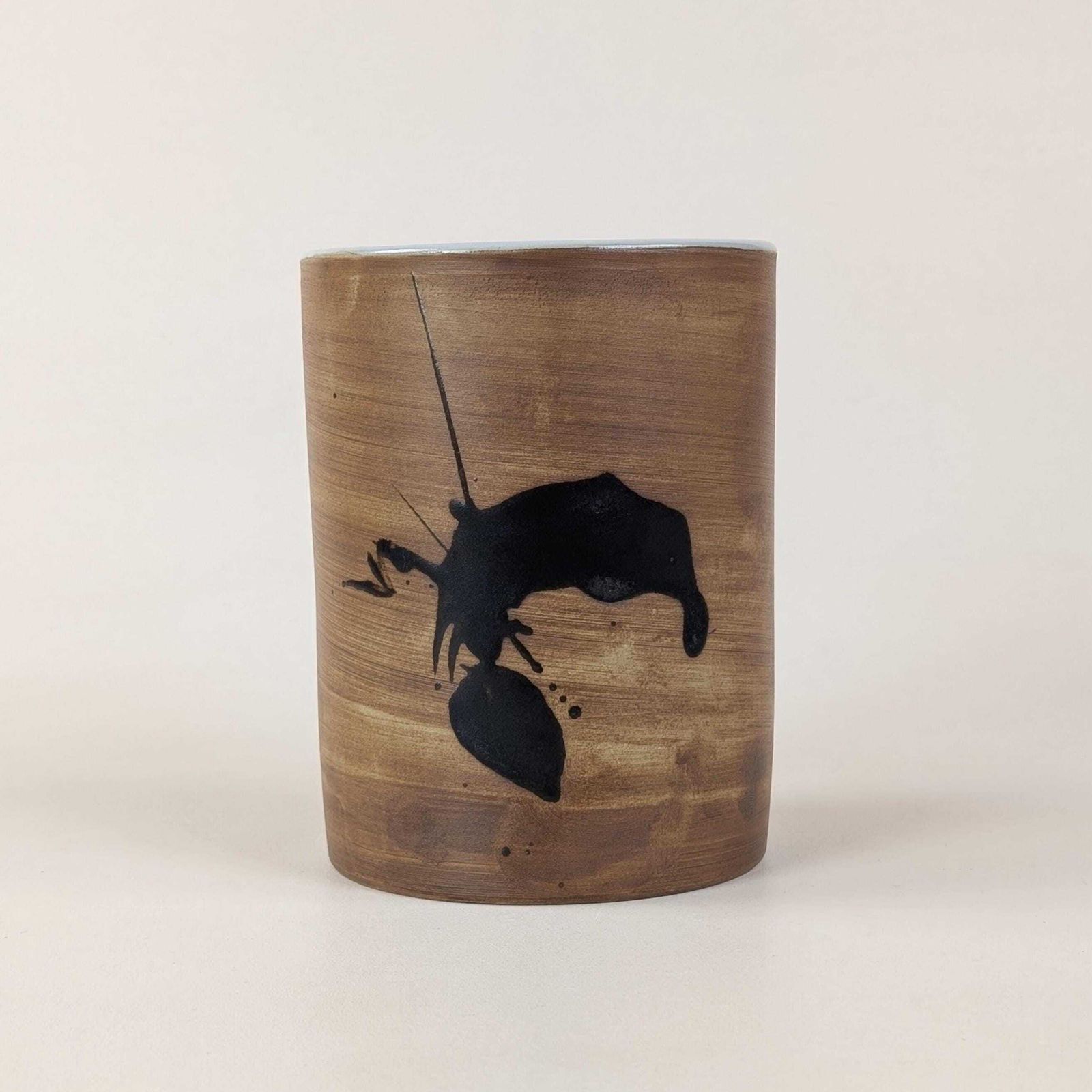 Ceramic Brush Holder, Poterie De La Colombe French Studio Pottery Pen Cup, Abstract Art photo furniture