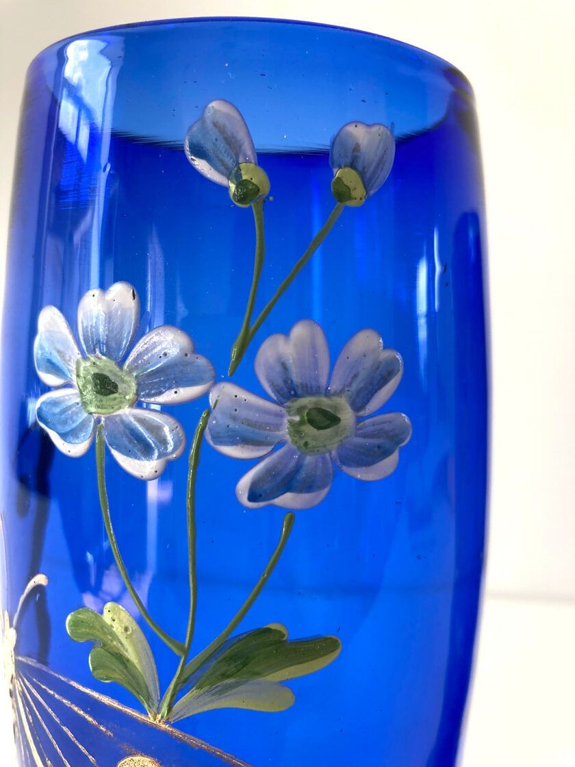 Set Of Blue Glass Vases With Paintings photo 104.0