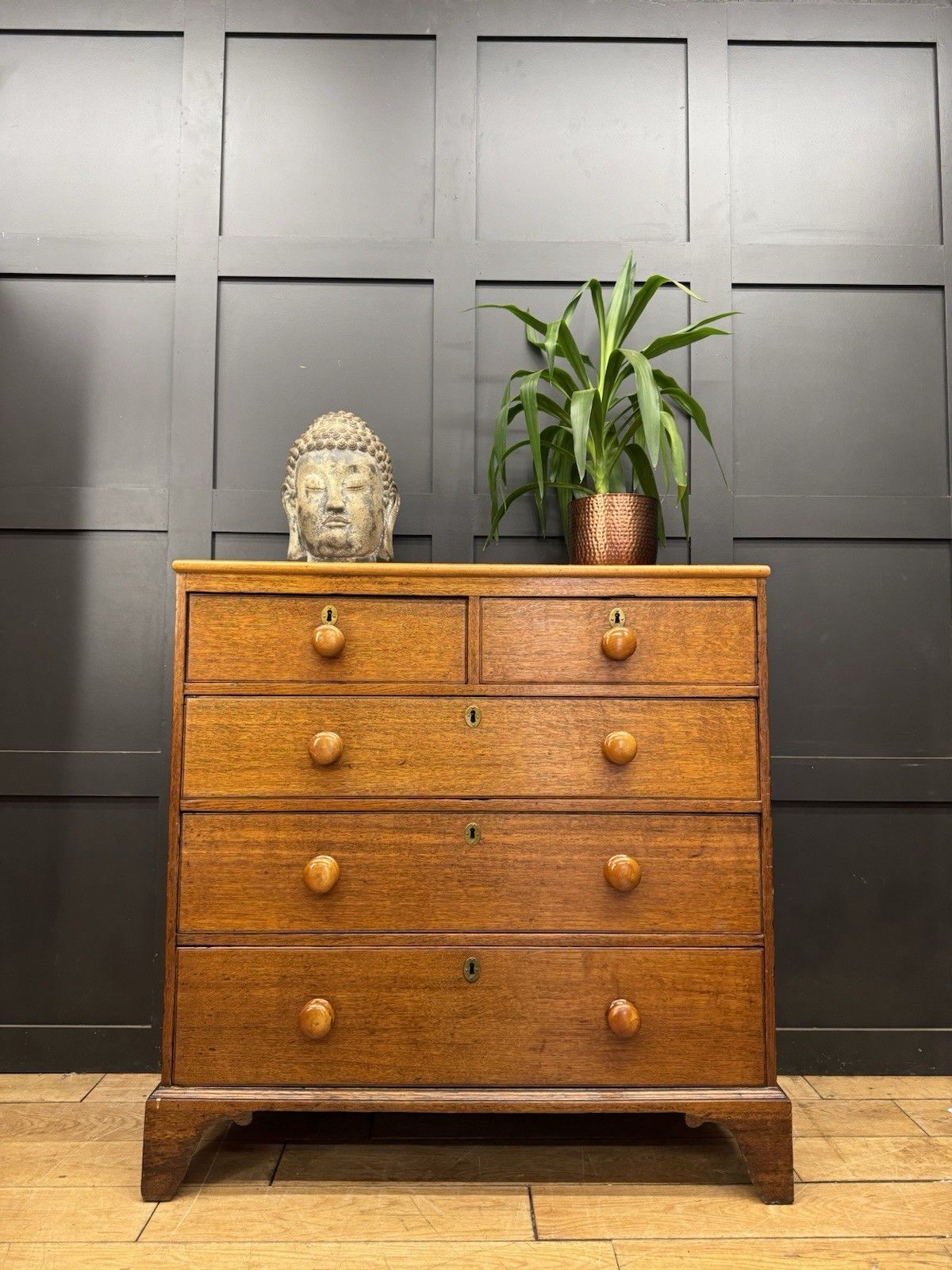 Antique Solid Oak Chest Of Drawers Bedroom Storage Furniture Drawers