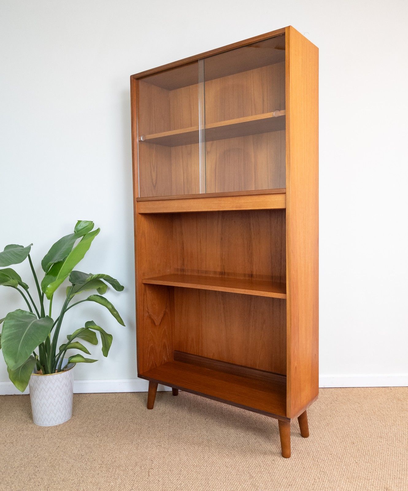 Refinished Vintage Mid Century Teak G Plan Bookcase Tall Shelf Shelves Bookshelf photo Furniture