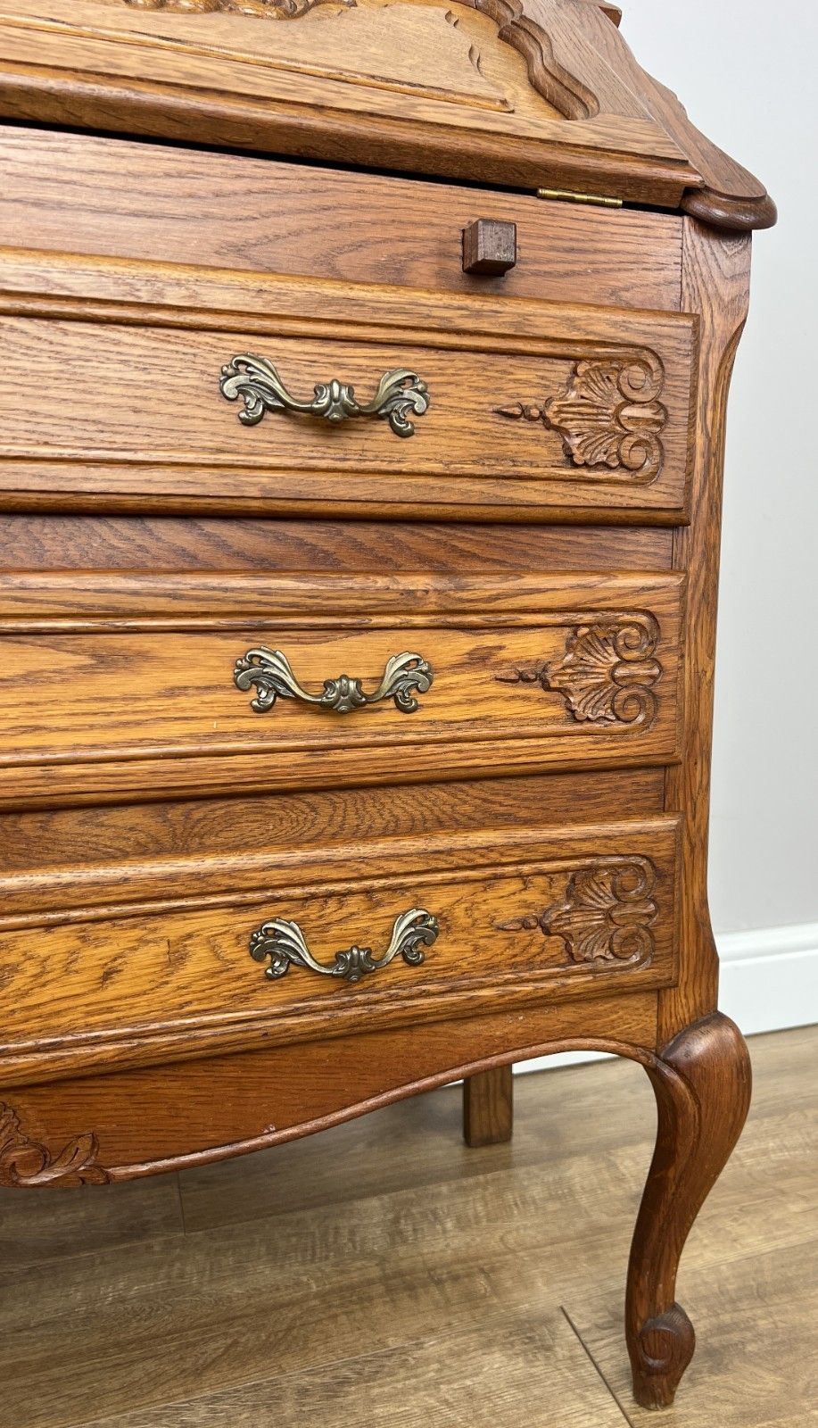 photo furniture Secretaire Writing Desk Vintage French Style Oak Rare Bureaux Cabinet Lot 6091