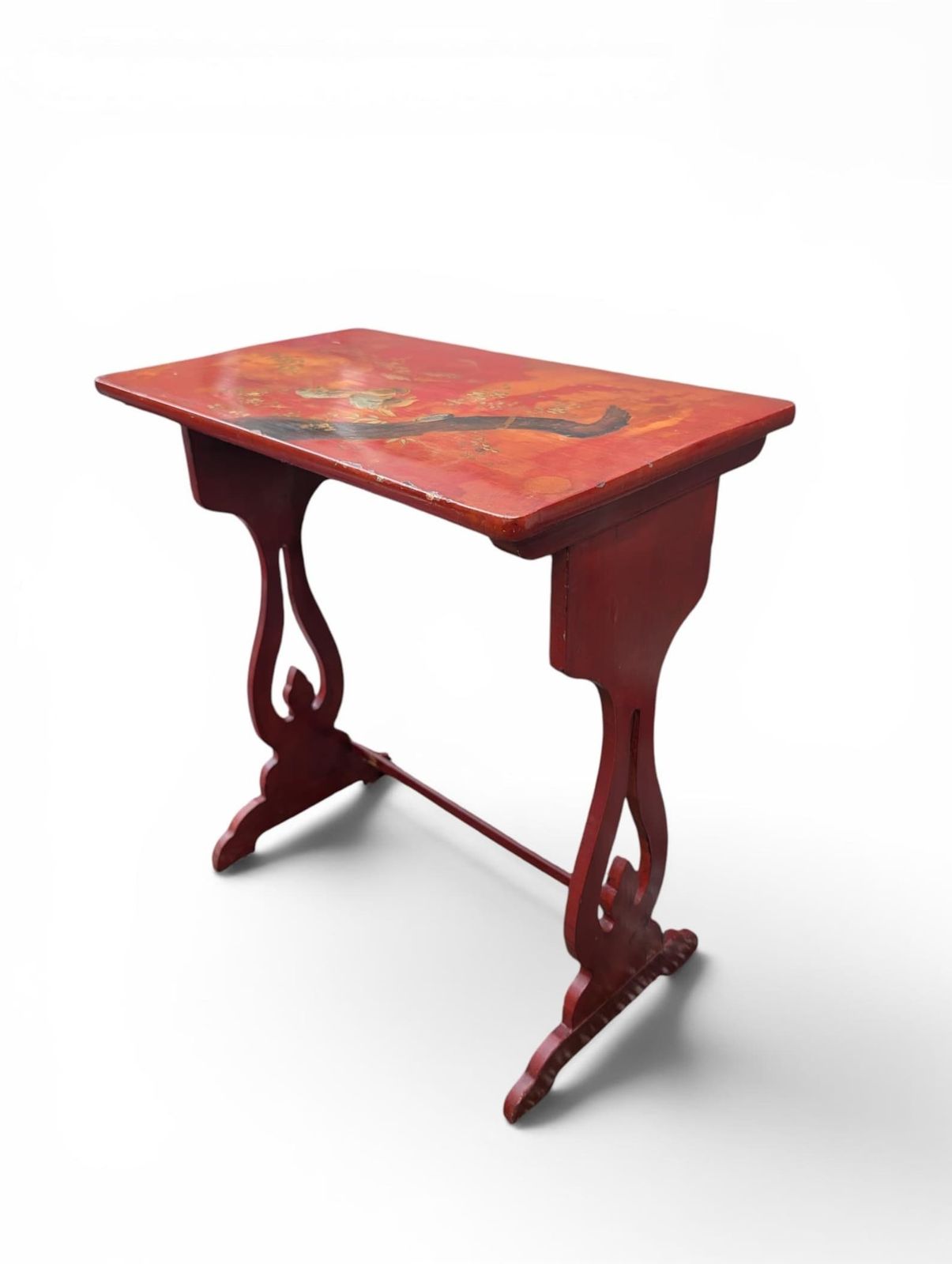 Japanese Lacquer Nesting Tables Red Chinoiserie Side Tables Mid Century photo buy