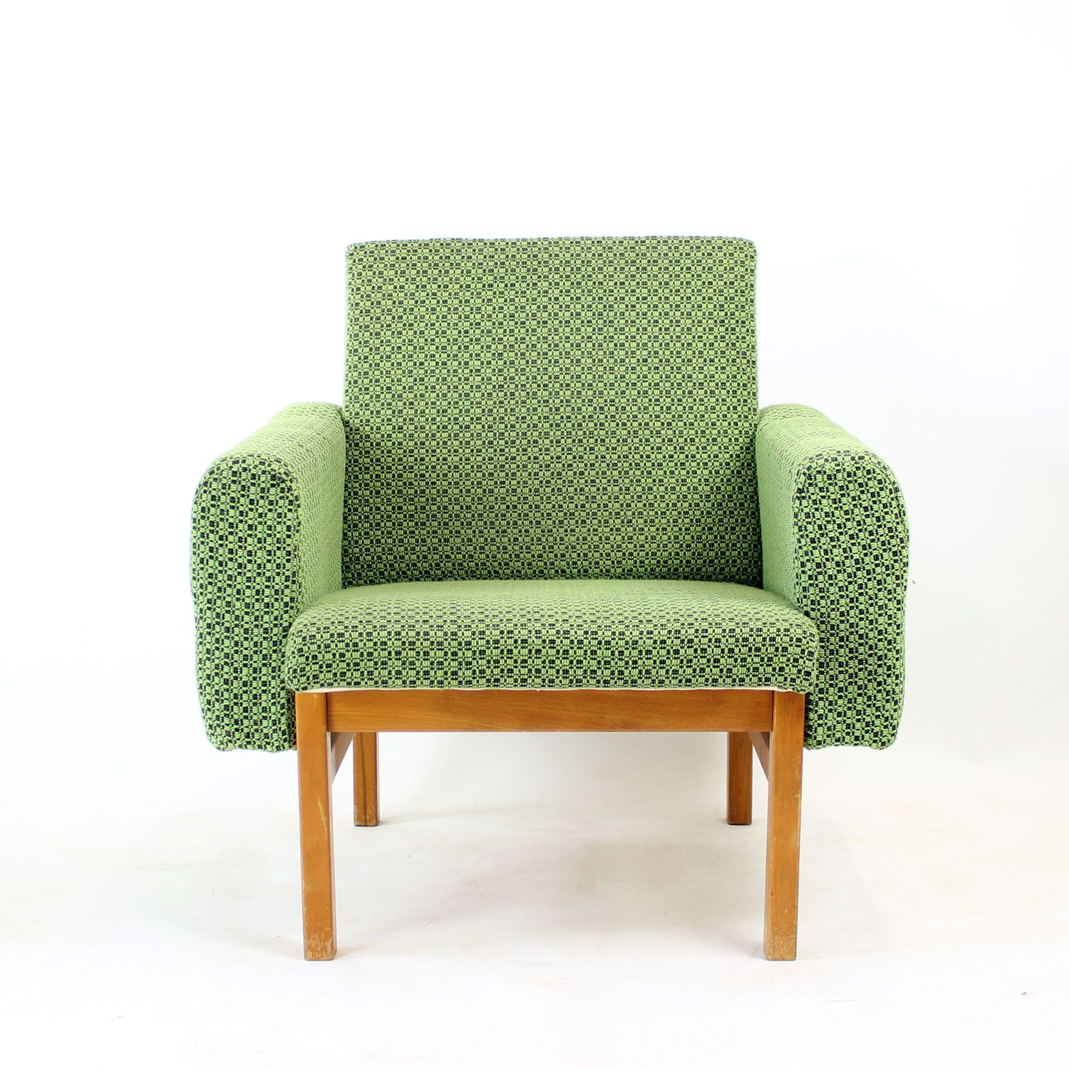 Midcentury Armchair In Fabric & Beech, Czechoslovakia 1960s