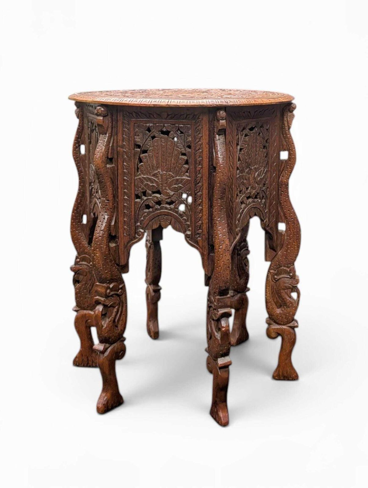 Indonesian Carved Wood Side Table, Mid 20th Century photo furniture