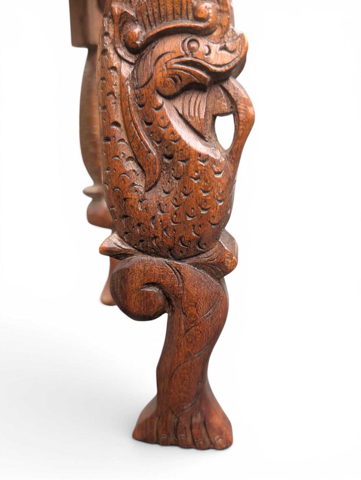 photo furniture Indonesian Carved Wood Side Table, Mid 20th Century