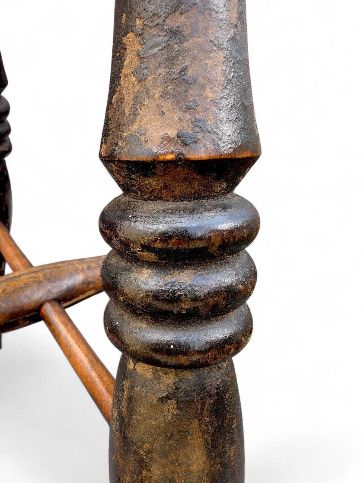 19th Century English Elm Stool: Victorian Country Style, Worn Patina photo for sale