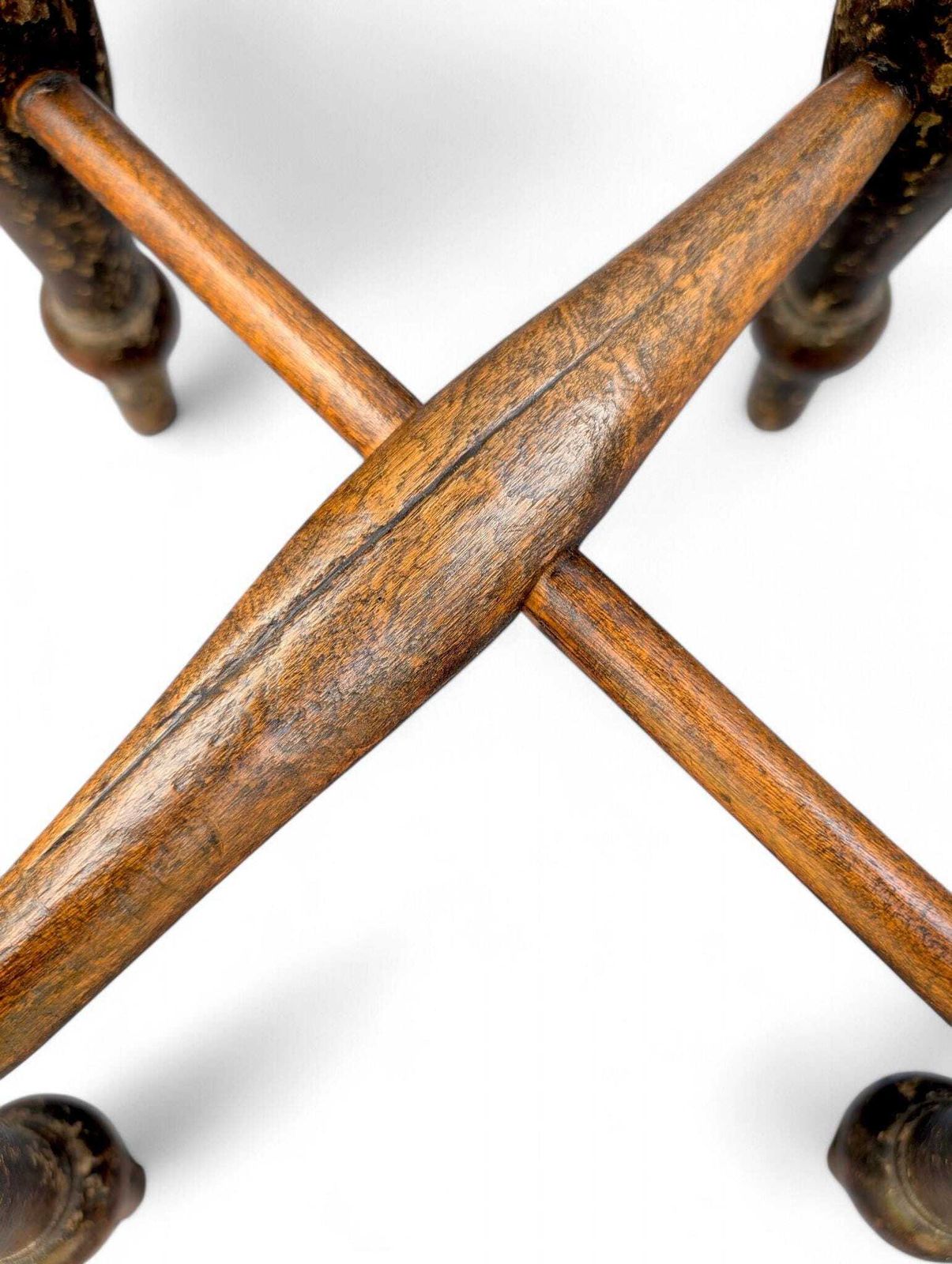 213.0 19th Century English Elm Stool: Victorian Country Style, Worn Patina photo