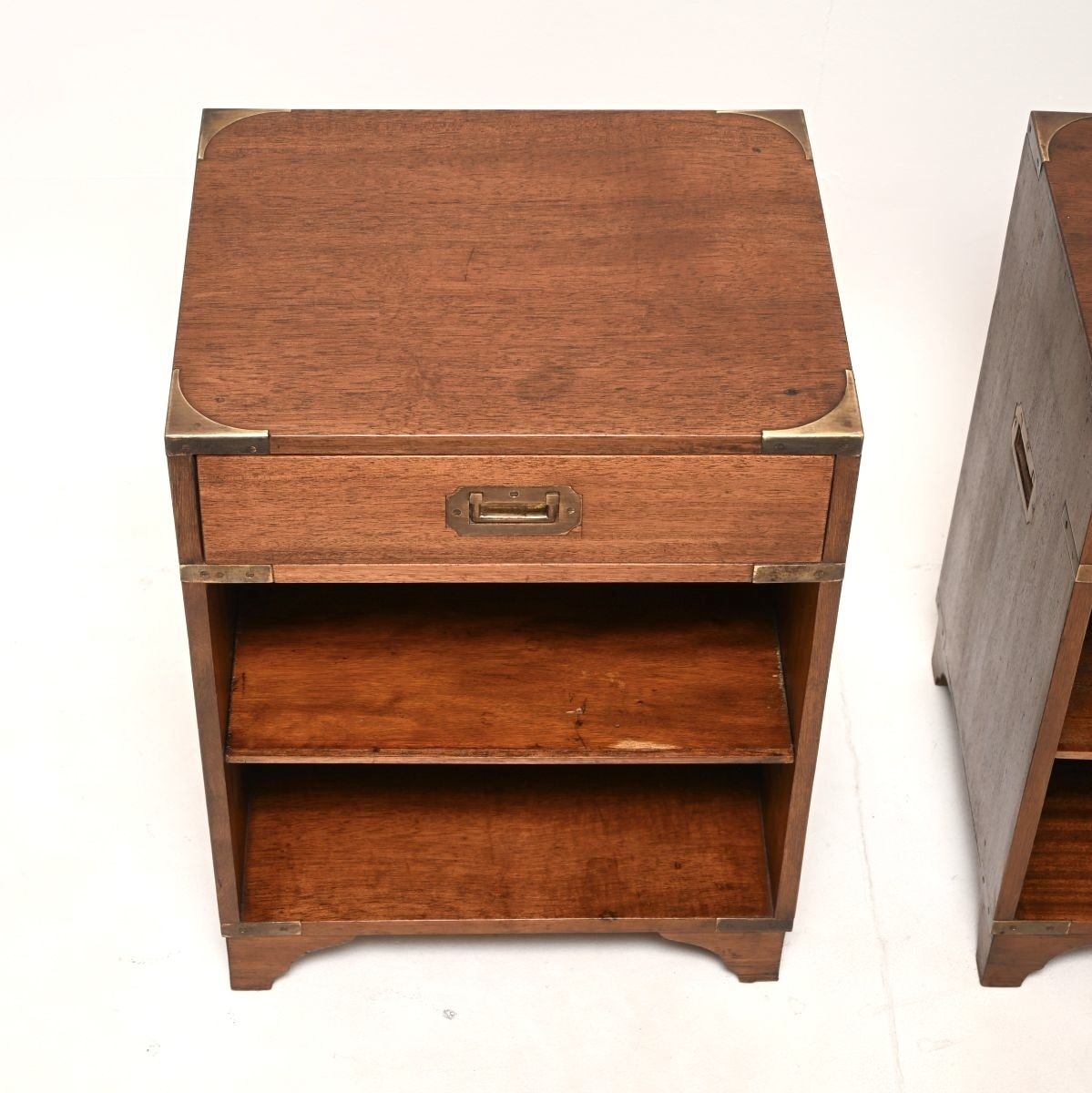 Pair Of Antique Military Campaign Style Mahogany Bedside Cabinets photo vinterior