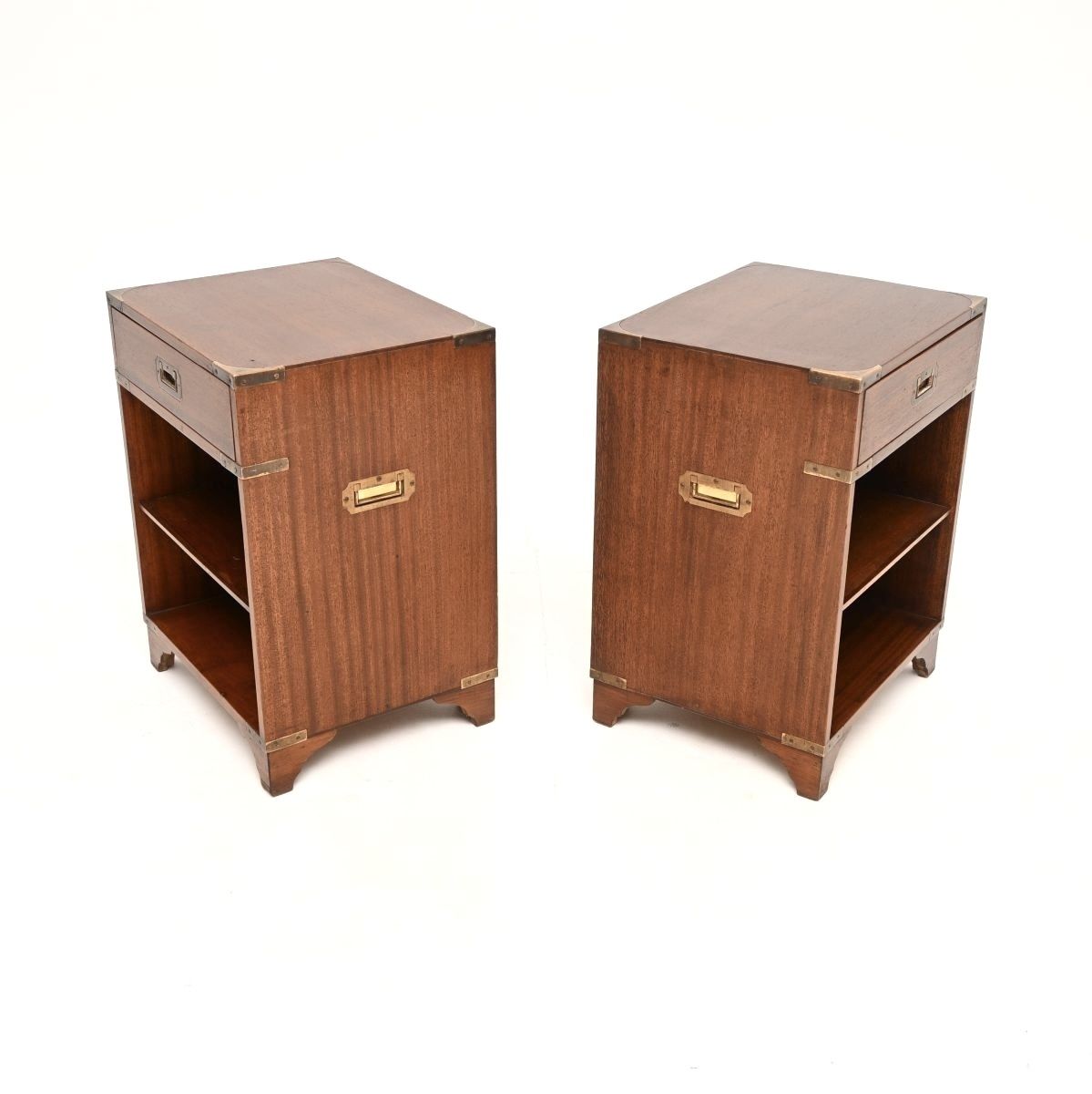 photo furniture Pair Of Antique Military Campaign Style Mahogany Bedside Cabinets