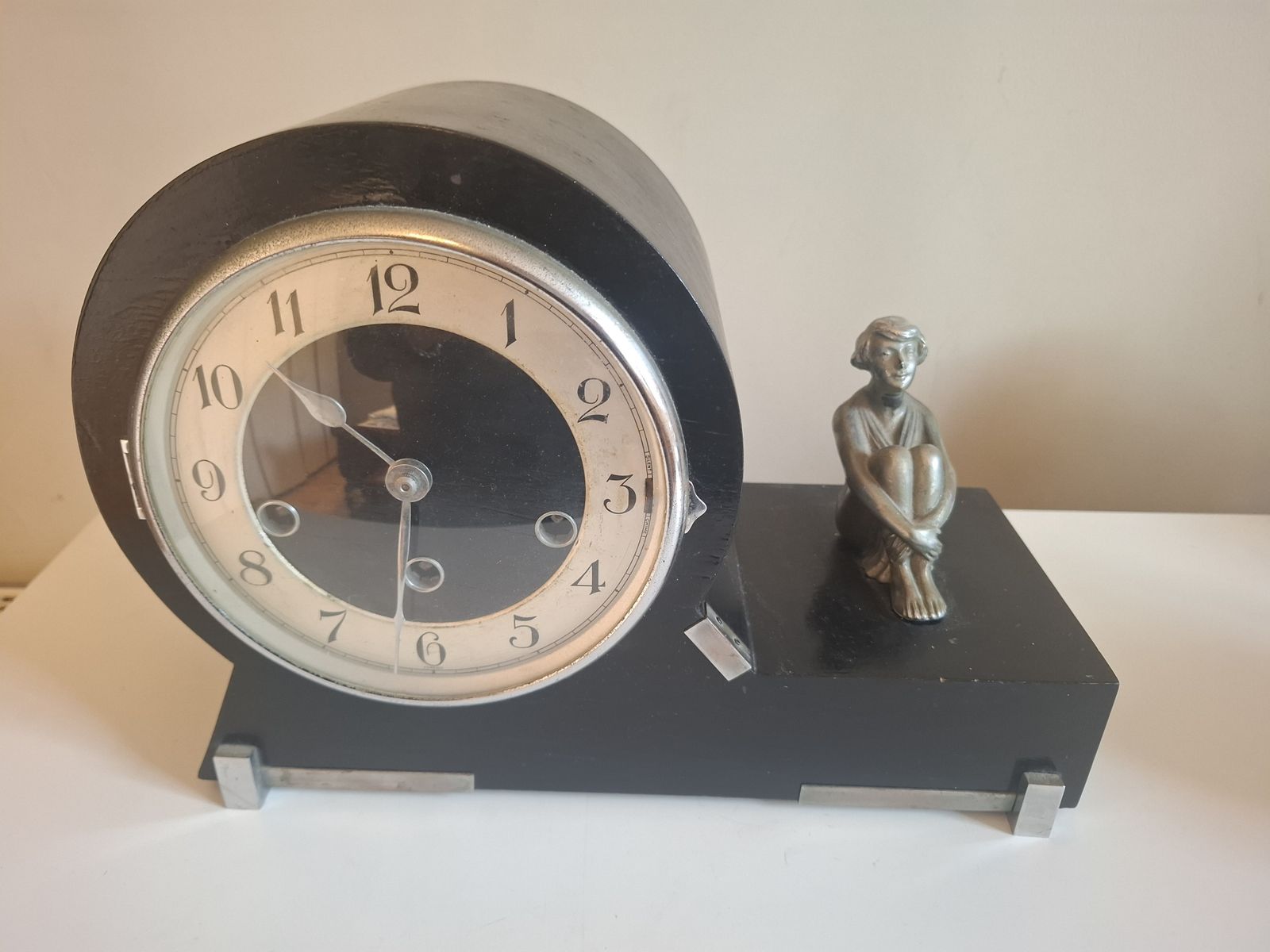 Art Deco Chiming Mantle Clock, Haller Foreign German Mechanism Circa Late 1920s. photo furniture