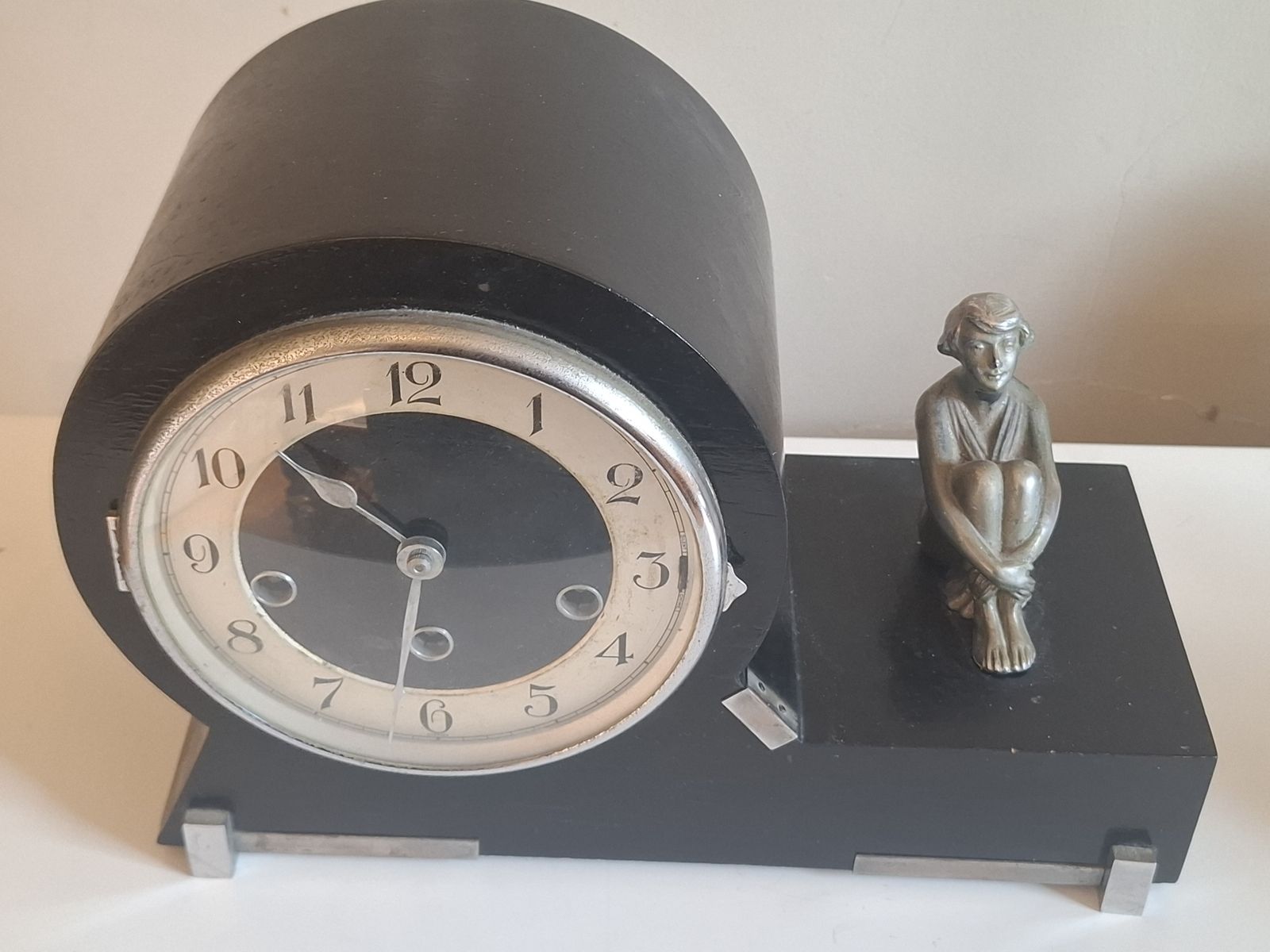 Art Deco Chiming Mantle Clock, Haller Foreign German Mechanism Circa Late 1920s. photo Home Decor
