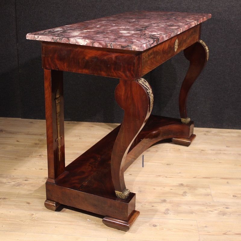 Console italienne de style Empire, plateau en marbre, XIXe siècle photo Mobilier