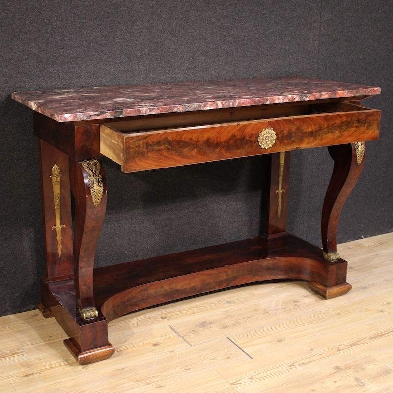 photo furniture 19th Century Italian Empire Style Console With Marble Top