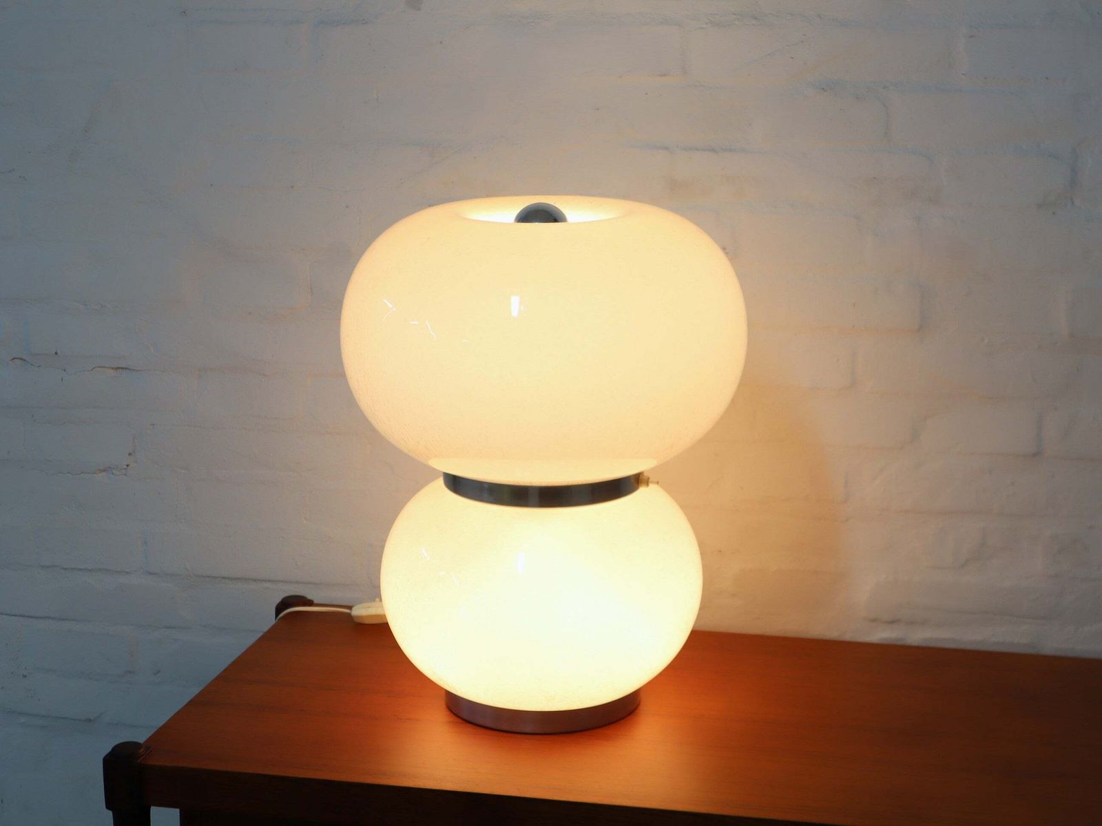 Lampe de table Mazzega à double abat-jour en verre Murano Pulegoso, années 1970