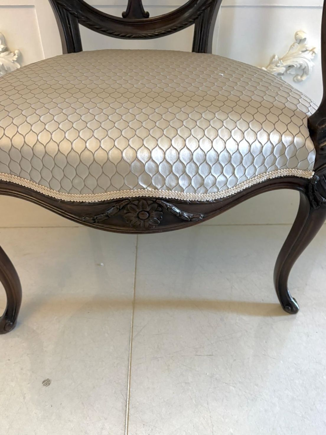 2885.0 Antique Pair Of 19th Century Carved Mahogany Spider Web Back Desk Chairs photo