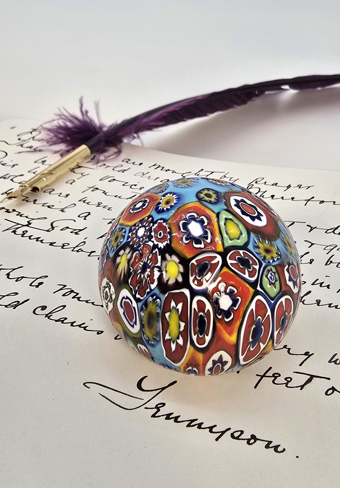 Millefiori Glass Paperweight, Italian Circa 1920 , Very Tactile Not Smooth. photo furniture