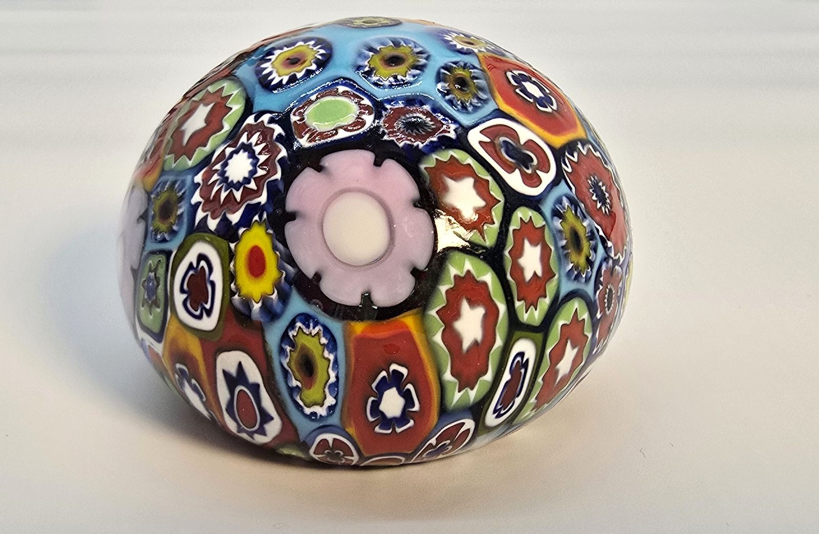 Millefiori Glass Paperweight, Italian Circa 1920 , Very Tactile Not Smooth. photo vintage