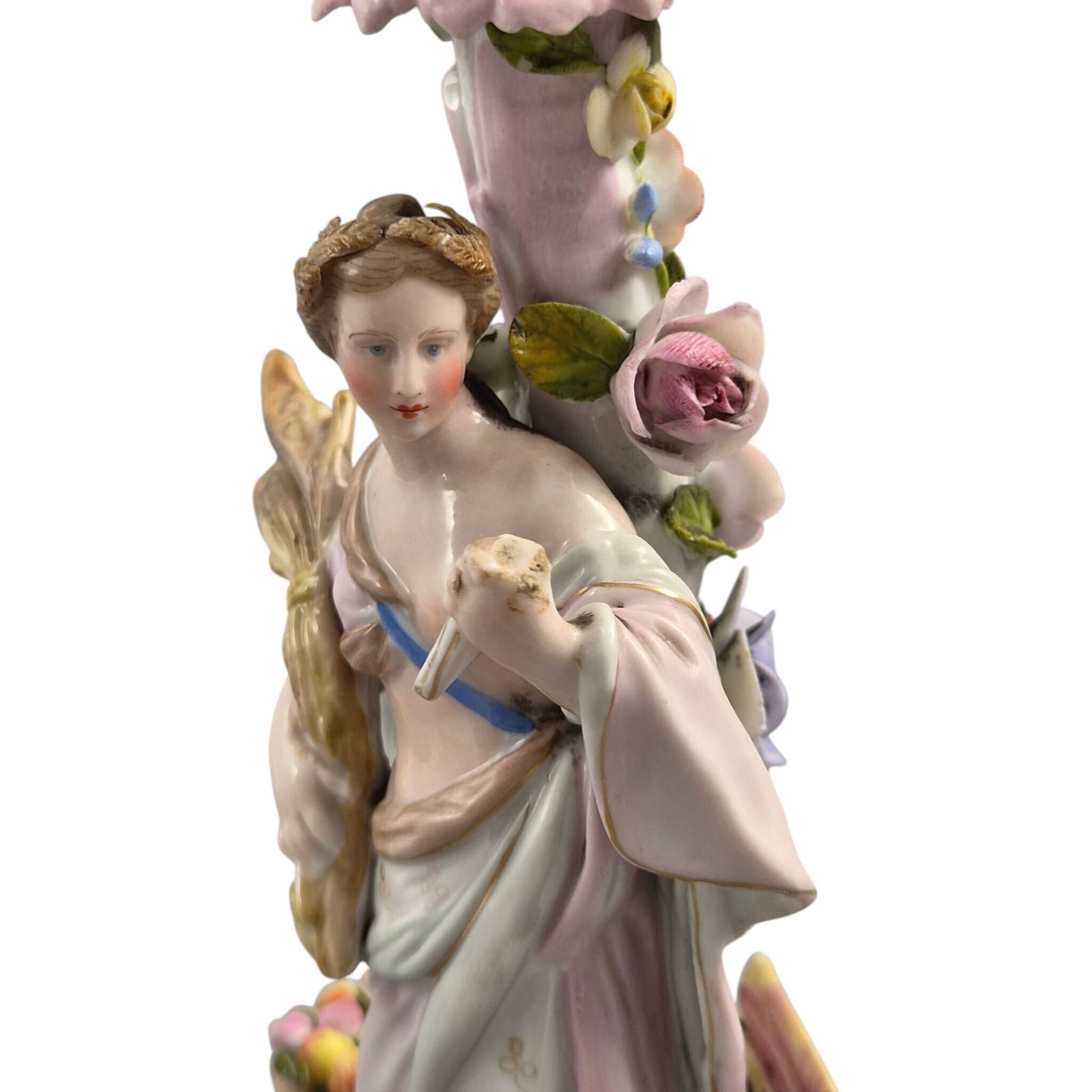 Volkstedt R. Eckert & Co. Allegorical Porcelain Candlesticks C.1895 photo vintage