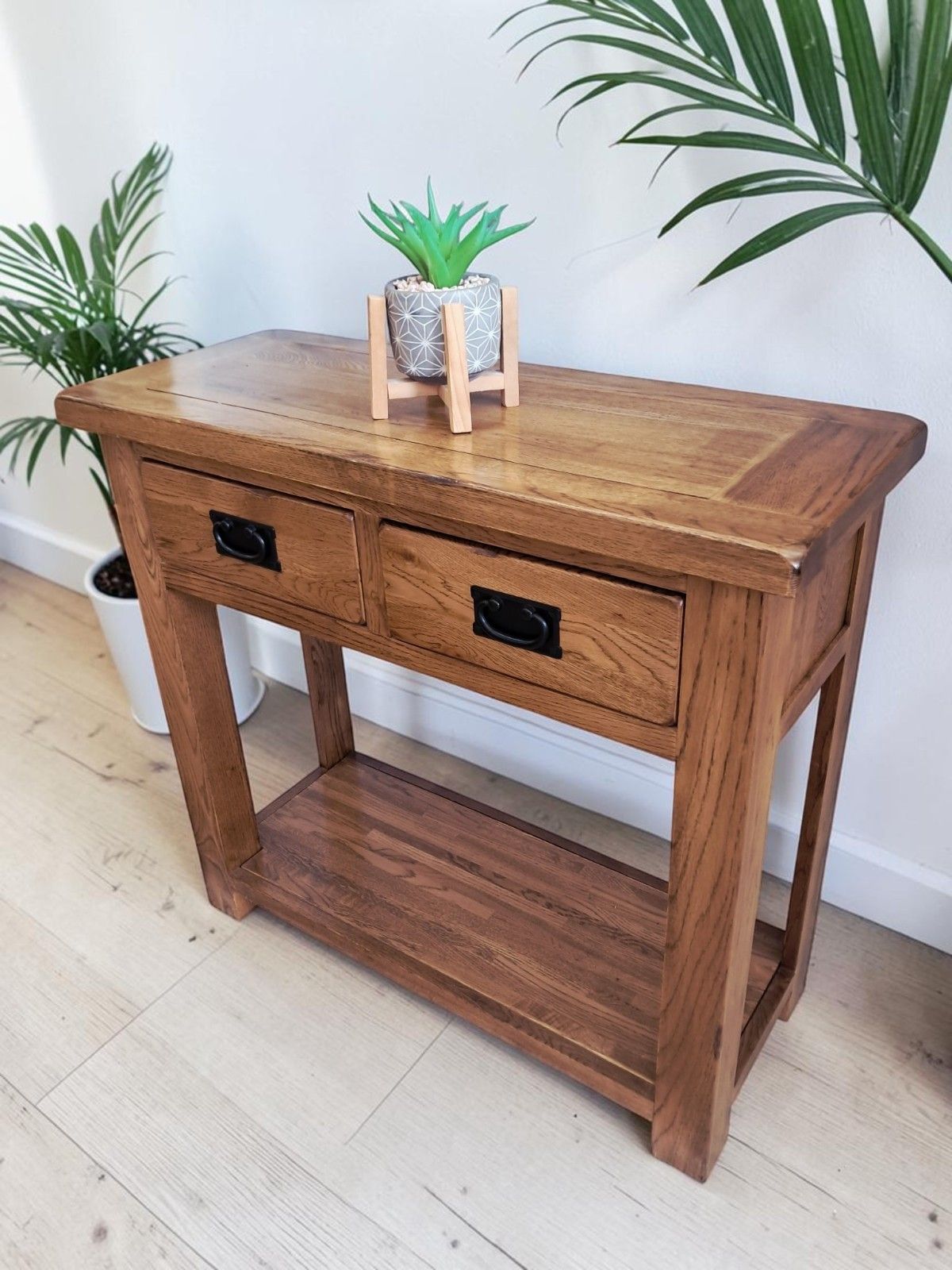 Vintage Country Oak Console Hall Table / Side Table Farmhouse Style 1980 photo Furniture