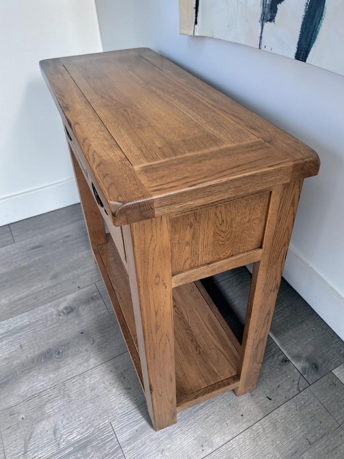 photo buy Vintage Country Oak Console Hall Table / Side Table Farmhouse Style 1980