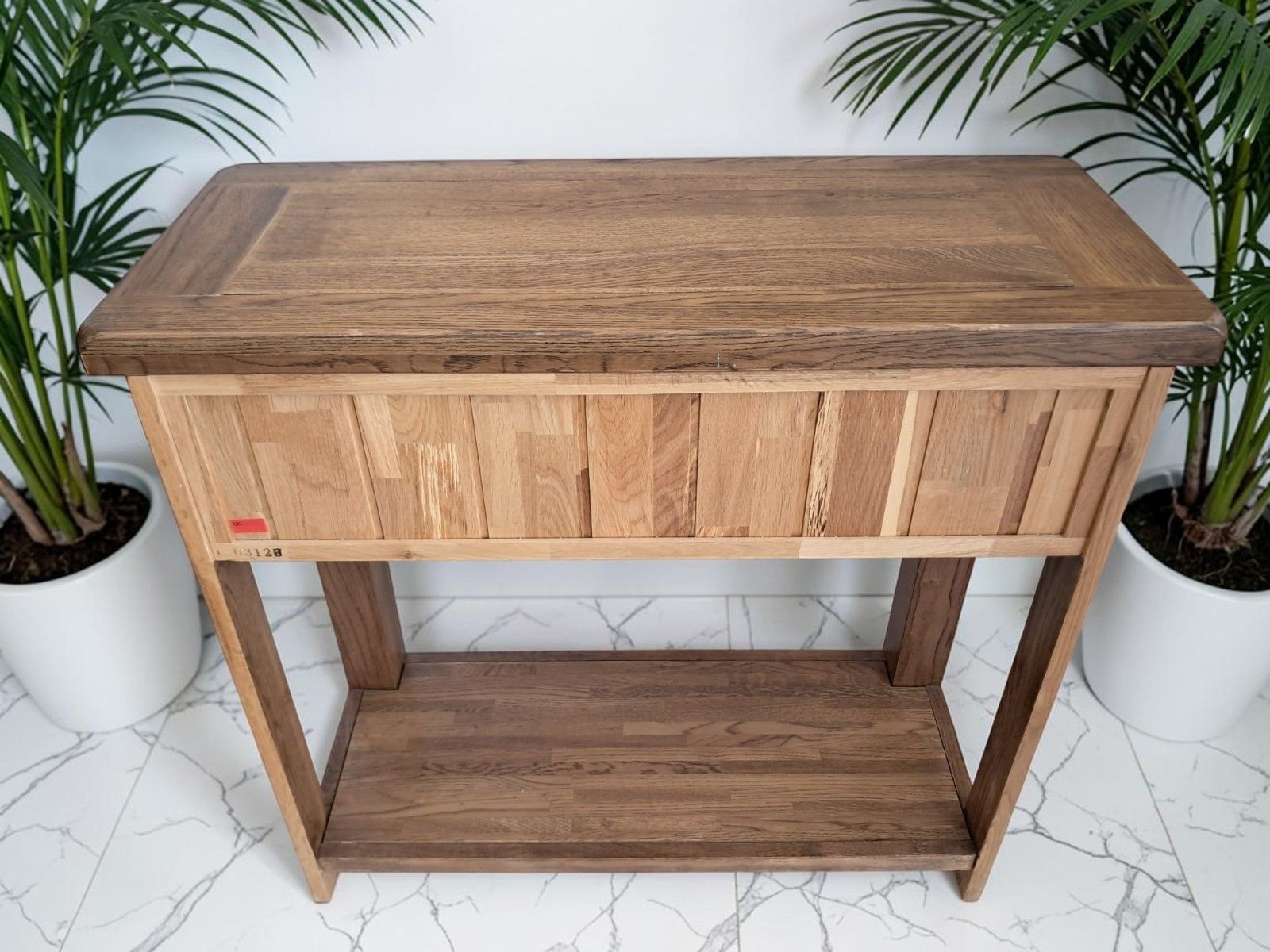 photo vintage Vintage Country Oak Console Hall Table / Side Table Farmhouse Style 1980