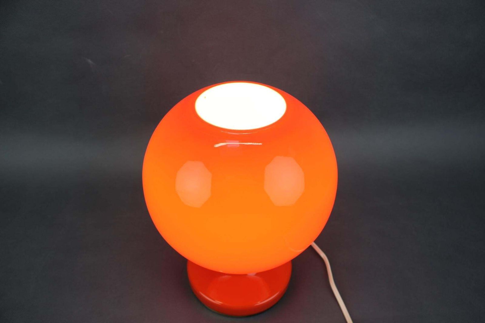 Luminaires Lampe de table en verre opaline orange, Tchécoslovaquie, années 1970 photo